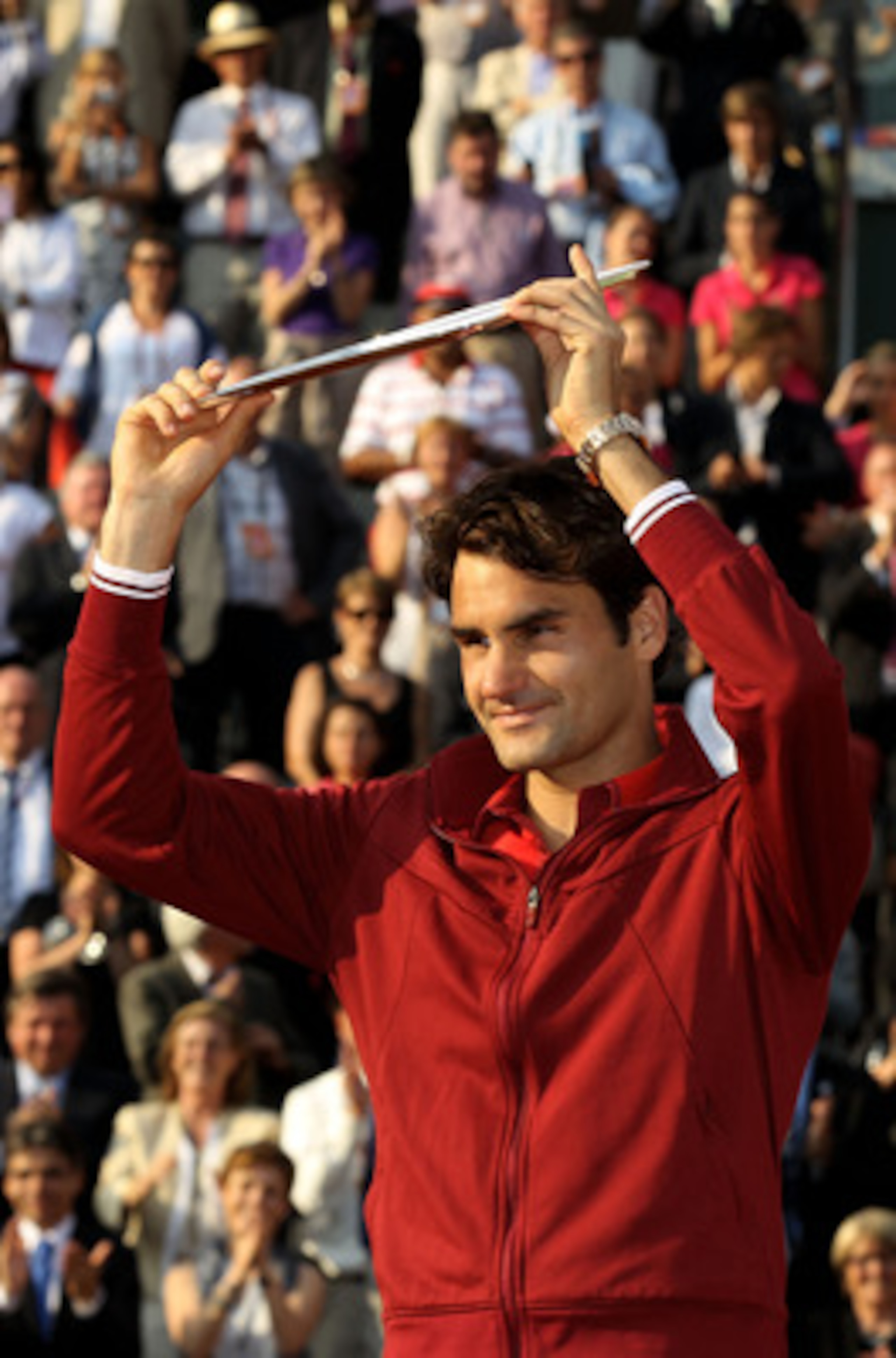 PARIS, FRANCE - JUNE 05:  Runner up Roger Federer of Switzerland poses following the men's singles final match between Rafael Nadal of Spain and Roger Federer of Switzerland on day fifteen of the French Open at Roland Garros on June 5, 2011 in Paris, Fran