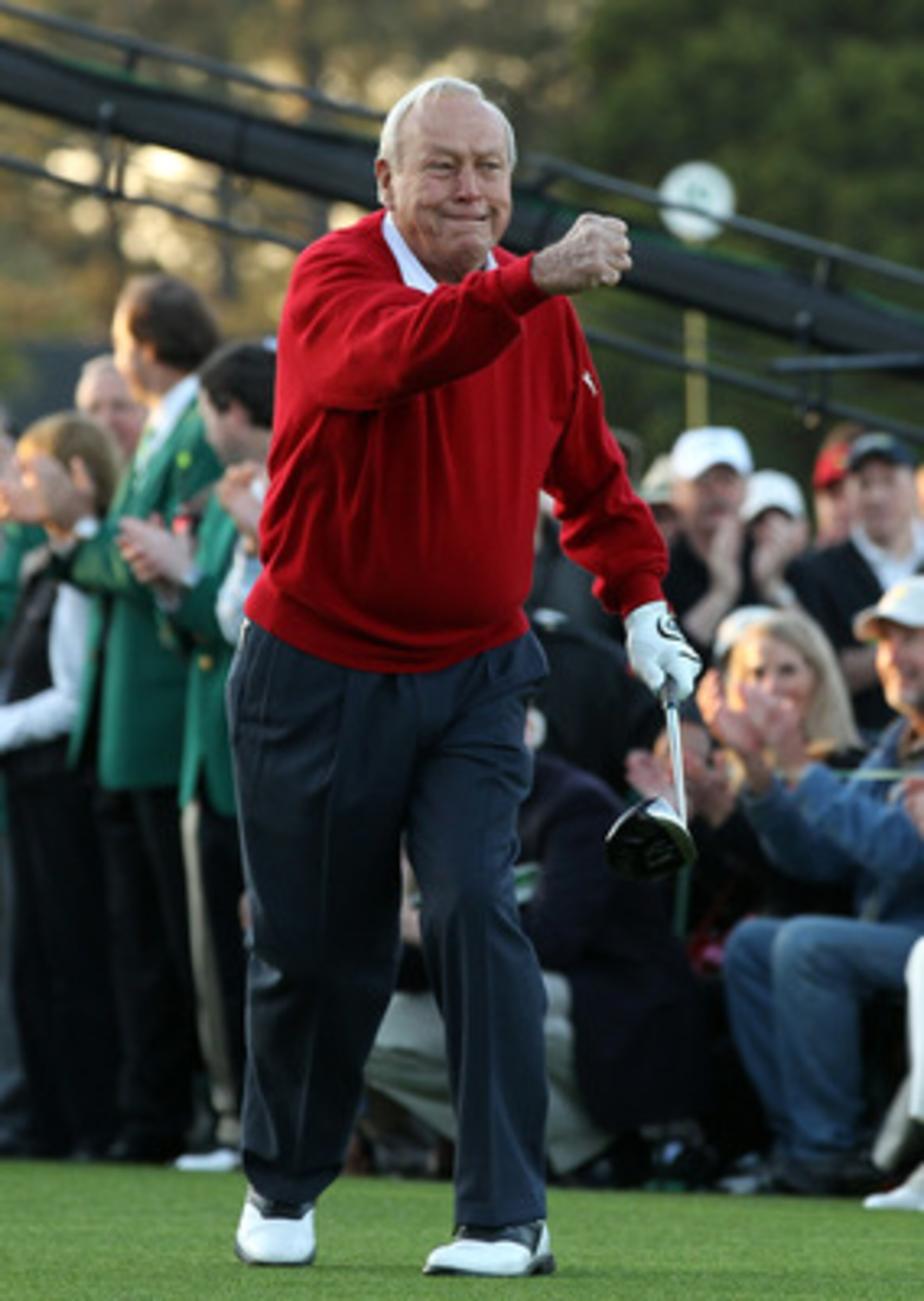 AUGUSTA, GA - APRIL 07:  Arnold Palmer watches his ceremonial first tee shot to start the first round of the 2011 Masters Tournament at Augusta National Golf Club on April 7, 2011 in Augusta, Georgia.  (Photo by Ross Kinnaird/Getty Images for Golf Week)