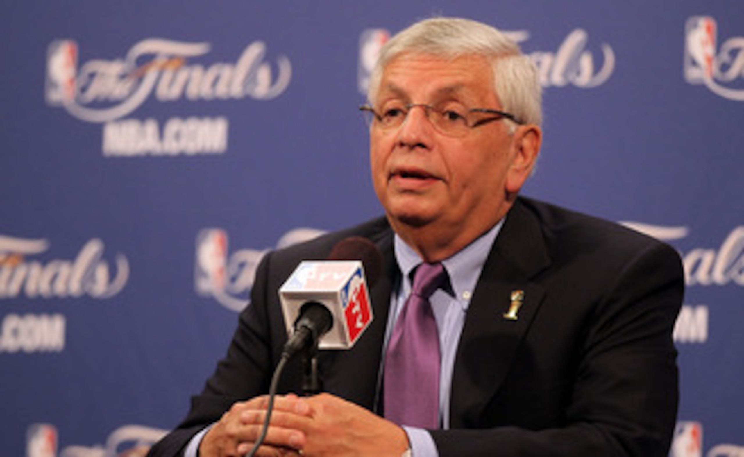 MIAMI, FL - MAY 31:  NBA Commissioner David Stern answers questions from the media during a press conference prior to the Miami Heat hosting the Dallas Mavericks in Game One of the 2011 NBA Finals at American Airlines Arena on May 31, 2011 in Miami, Flori