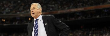 HOUSTON, TX - APRIL 04:  Head coach Jim Calhoun of the Connecticut Huskies looks on from the sidelines against the Butler Bulldogs during the National Championship Game of the 2011 NCAA Division I Men's Basketball Tournament at Reliant Stadium on April 4,