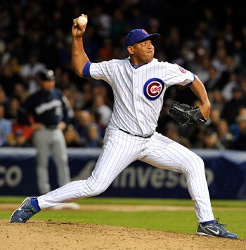 CHICAGO, IL - JUNE 13: Carlos Marmol # 49 of the Chicago Cubs pitches against the Milwaukee Brewers on June 13, 2011 at Wrigley Field in Chicago, Illinois. The Cubs defeated the Brewers 1-0.  (Photo by David Banks/Getty Images)