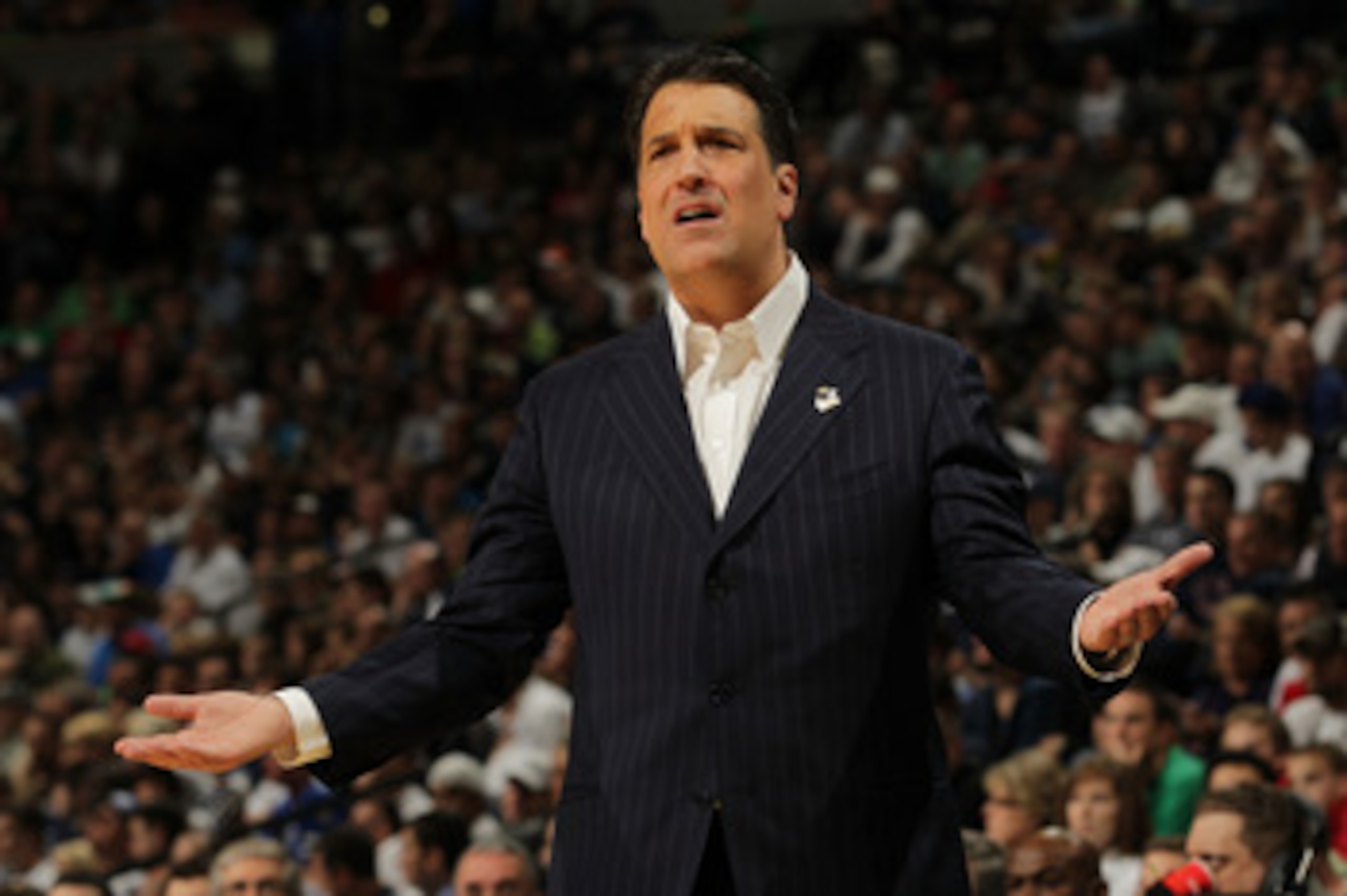 DENVER, CO - MARCH 17:  Head coach Steve Lavin of the St. John's Red Storm gestures from the bench against the Gonzaga Bulldogs during the second round of the 2011 NCAA men's basketball tournament at Pepsi Center on March 17, 2011 in Denver, Colorado.  (P