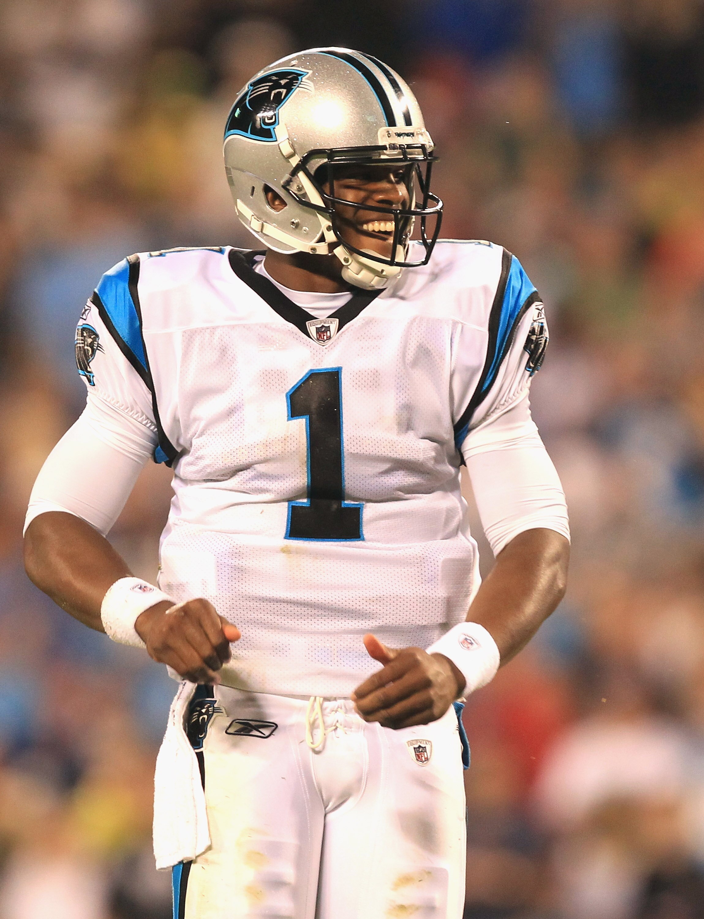 CHARLOTTE, NC - AUGUST 13:  Cam Newton #1 of the Carolina Panthers during their preseason game against the New York Giants at Bank of America Stadium on August 13, 2011 in Charlotte, North Carolina.  (Photo by Streeter Lecka/Getty Images)