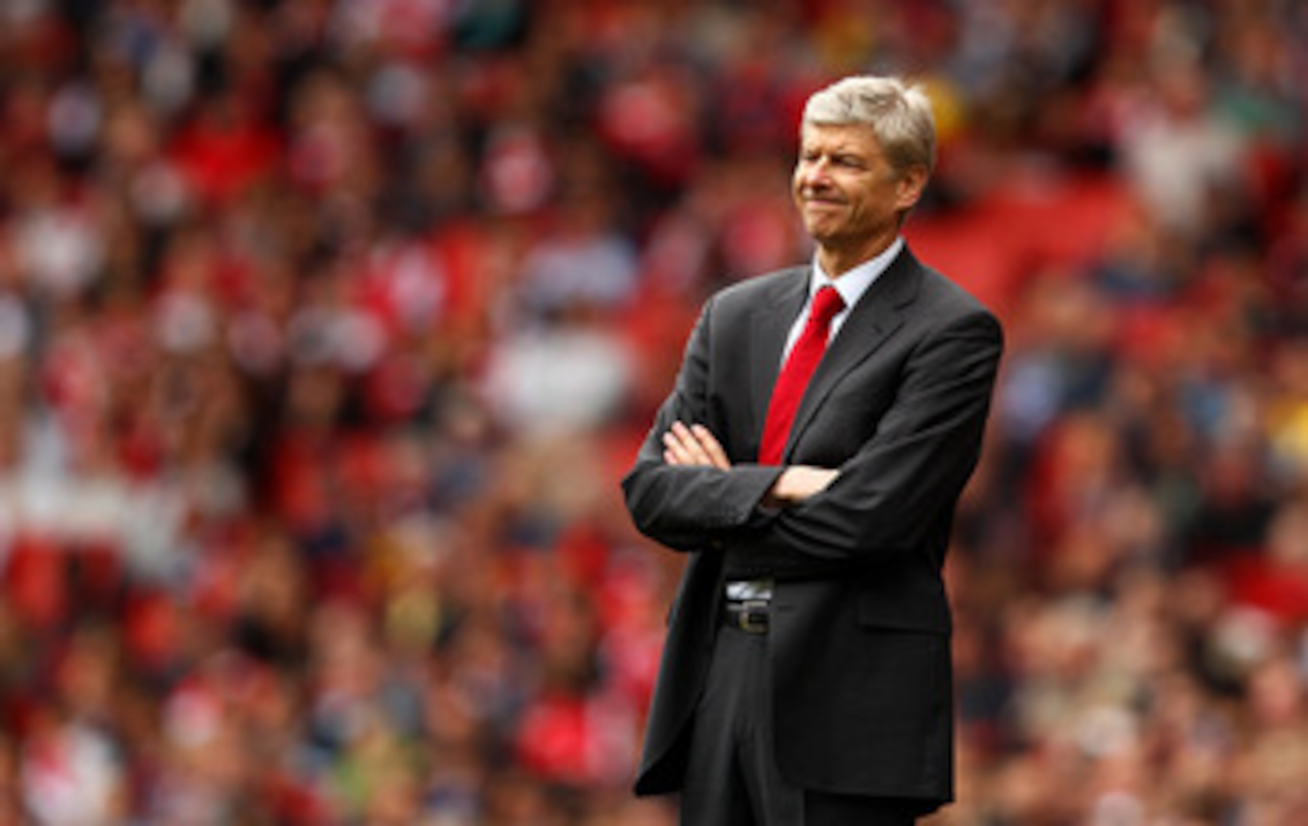 LONDON, ENGLAND - MAY 15:  Arsene Wenger manager of Arsenal shows his frustration during the Barclays Premier League match between Arsenal and Aston Villa at the Emirates Stadium on May 15, 2011 in London, England.  (Photo by Richard Heathcote/Getty Image