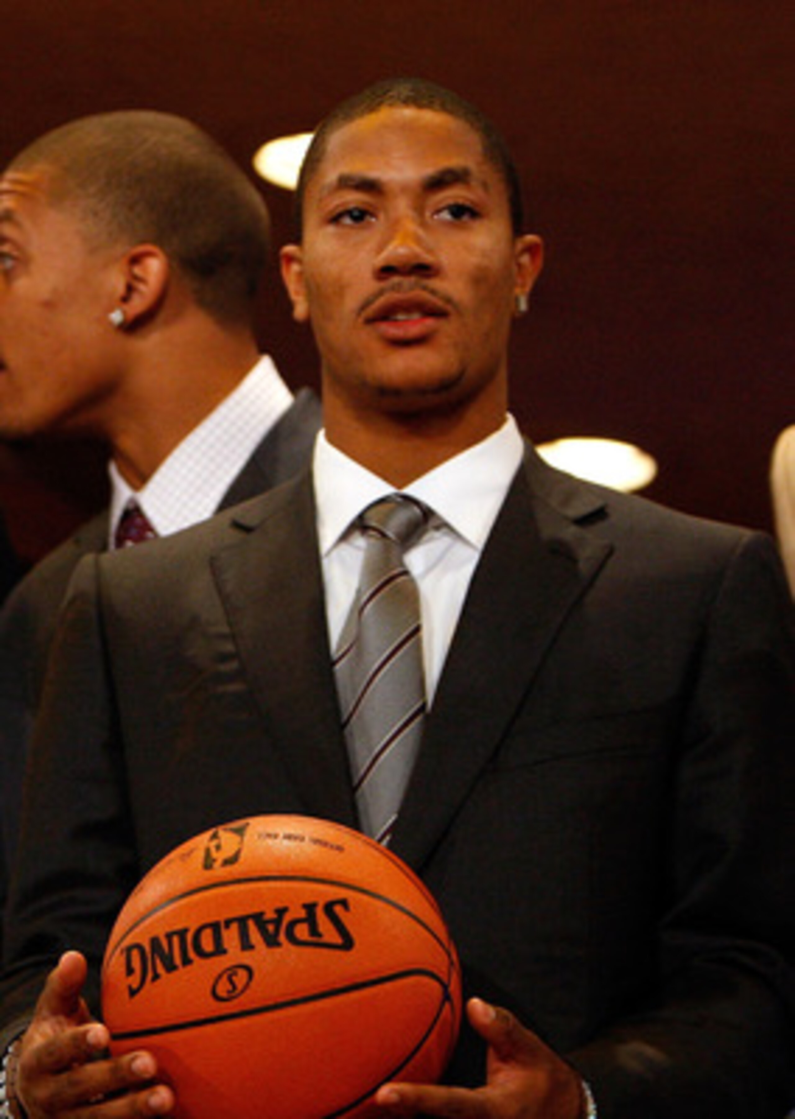NEW YORK - JUNE 26:  Derrick Rose waits for a group photo to be taken prior to the 2008 NBA Draft at the WaMu Theatre at Madison Square Garden June 26, 2008 in New York City. NOTE TO USER: User expressly acknowledges and agrees that, by downloading and or