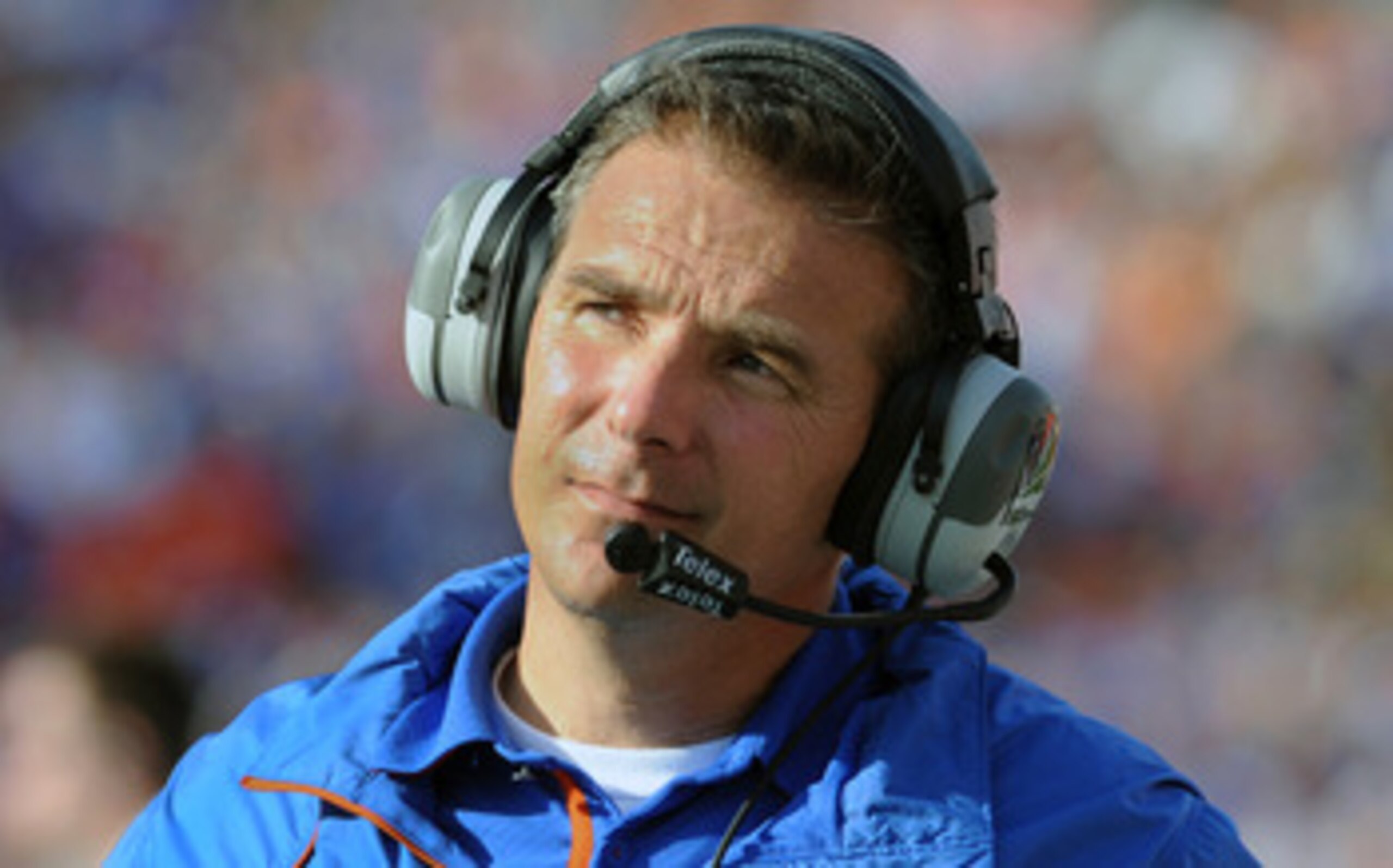 TAMPA, FL - JANUARY 1:  Coach Urban Meyer of the Florida Gators directs play against the Penn State Nittany Lions January 1, 2010 in the 25th Outback Bowl at Raymond James Stadium in Tampa, Florida.  (Photo by Al Messerschmidt/Getty Images)