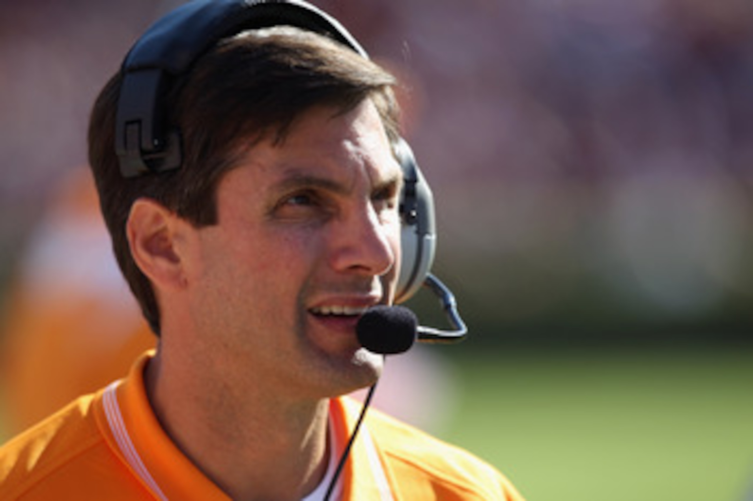COLUMBIA, SC - OCTOBER 30:  Head coach Derek Dooley of the Tennessee Volunteers watches on against the South Carolina Gamecocks during their game at Williams-Brice Stadium on October 30, 2010 in Columbia, South Carolina.  (Photo by Streeter Lecka/Getty Im
