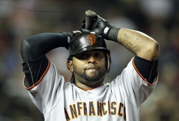 PHOENIX, AZ - JUNE 15:  Pablo Sandoval #48 of the San Francisco Giants warms up on deck during the Major League Baseball game against the Arizona Diamondbacks at Chase Field on June 15, 2011 in Phoenix, Arizona.  (Photo by Christian Petersen/Getty Images)