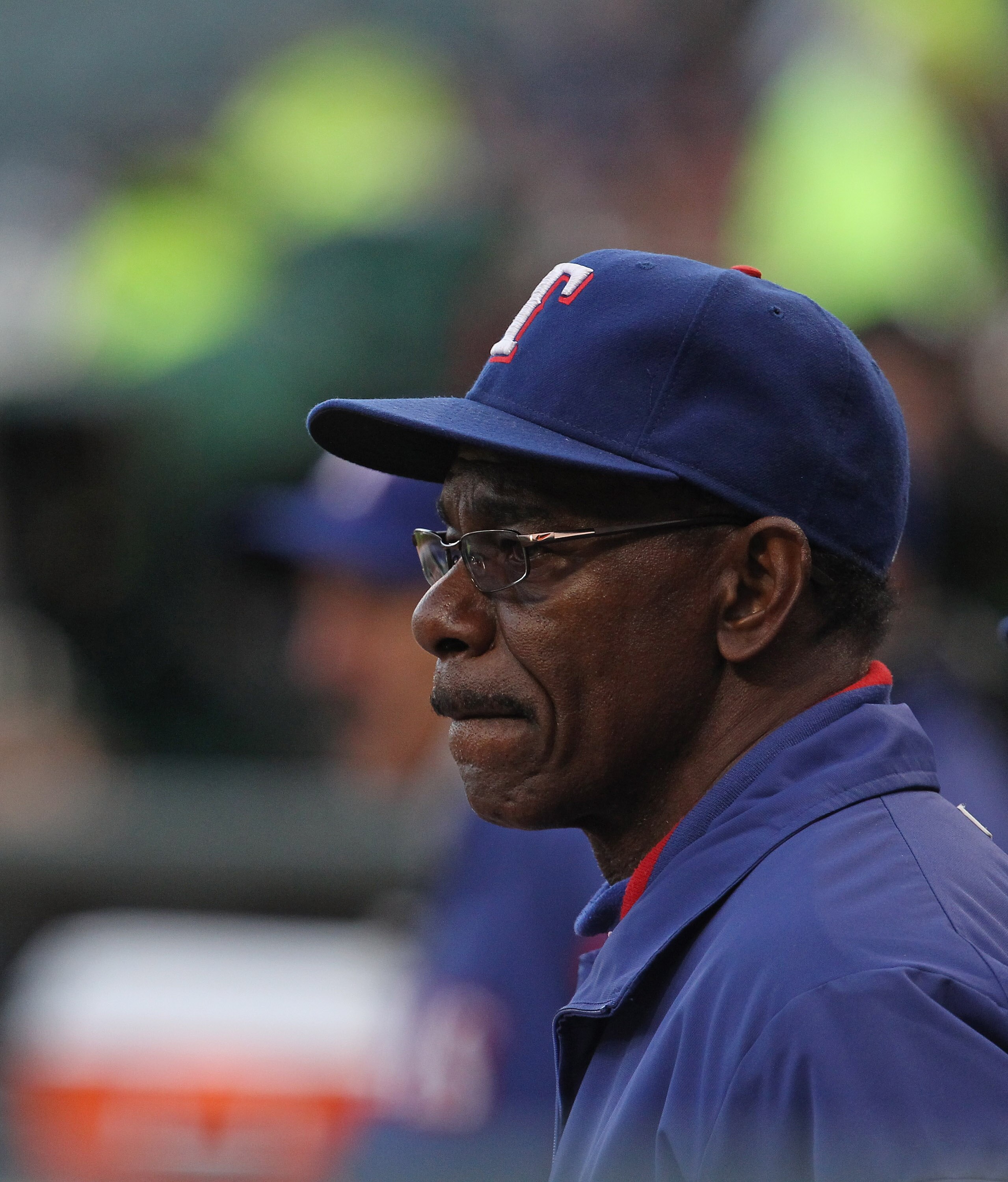CHICAGO, IL - MAY 17: Manager Ron Washington #38 of the Texas Rangers watches as his team takes on the Chicago White Sox at U.S. Cellular Field on May 17, 2011 in Chicago, Illinois. The White Sox defeated the Rangers 4-3. (Photo by Jonathan Daniel/Getty I