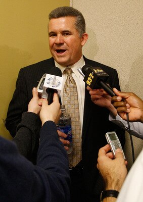 PITTSBURGH, PA  - JANUARY 11:  The new University of Pittsburgh head football coach Todd Graham speaks to the media during a press conference at the University of Pittsburgh Panthers South Side training facility on January 11, 2011 in Pittsburgh, Pennsylv