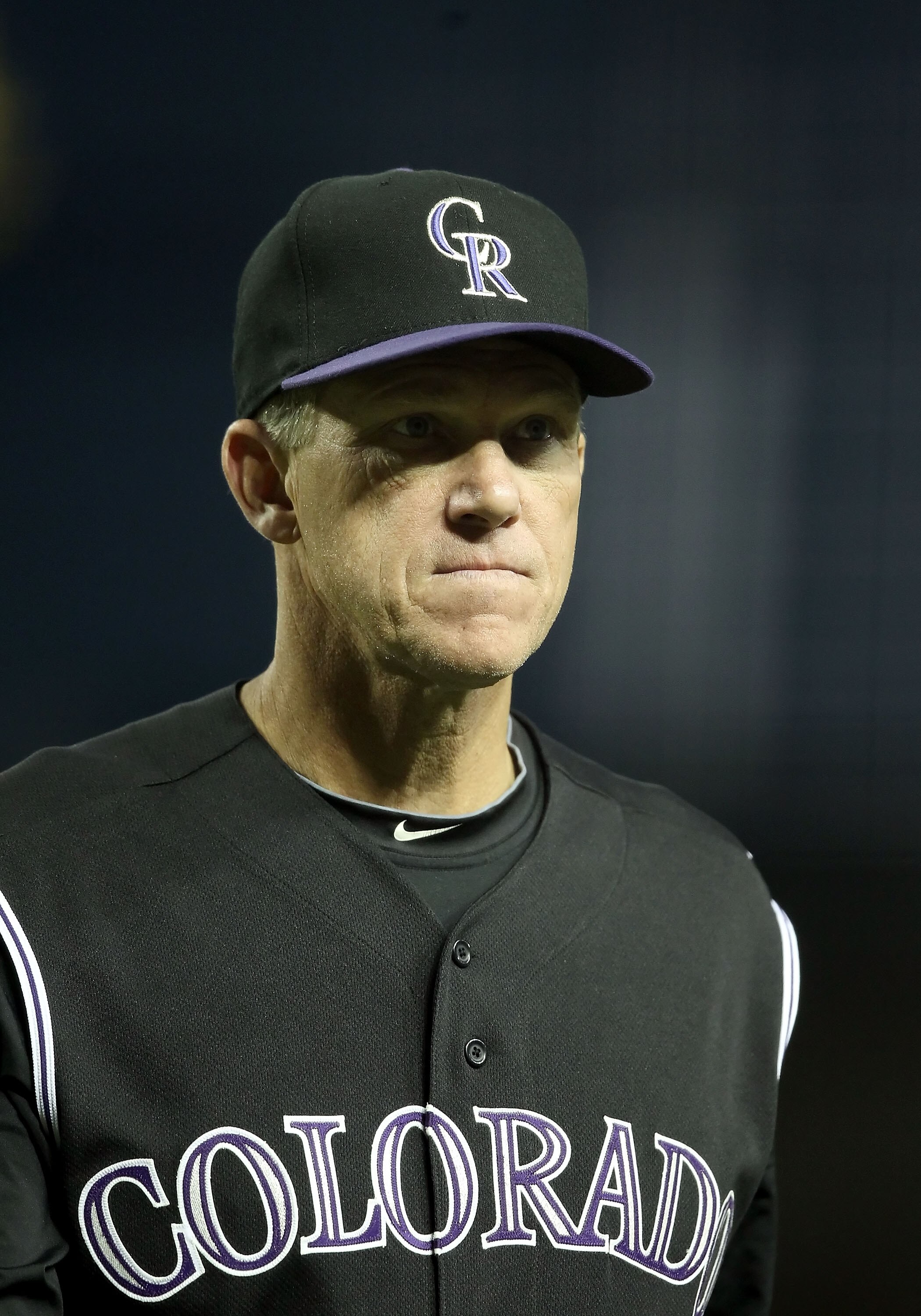 PHOENIX, AZ - MAY 03:  Manager Jim Tracy of the Colorado Rockies during the Major League Baseball game against the Arizona Diamondbacks at Chase Field on May 3, 2011 in Phoenix, Arizona.  The Diamondbacks defeated the Rockies 4-3.  (Photo by Christian Pet