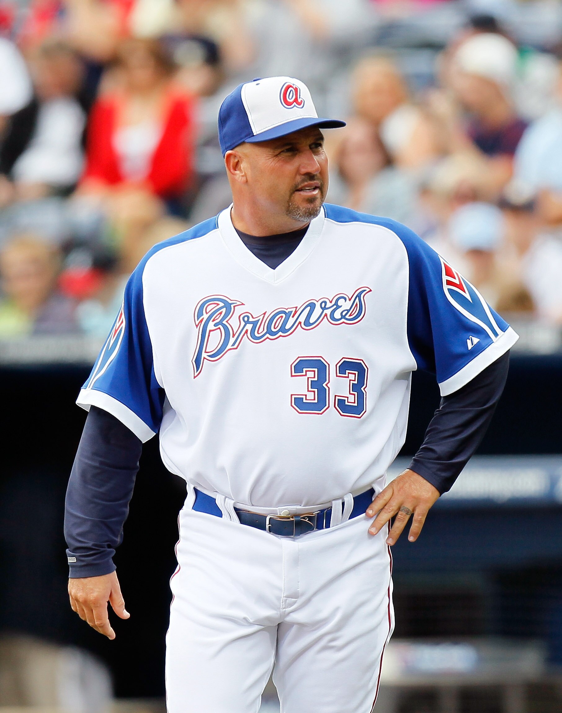 ATLANTA, GA - MAY 15:  Fredi Gonzalez #33 of the Atlanta Braves against the Philadelphia Phillies at Turner Field on May 15, 2011 in Atlanta, Georgia.  (Photo by Kevin C. Cox/Getty Images)