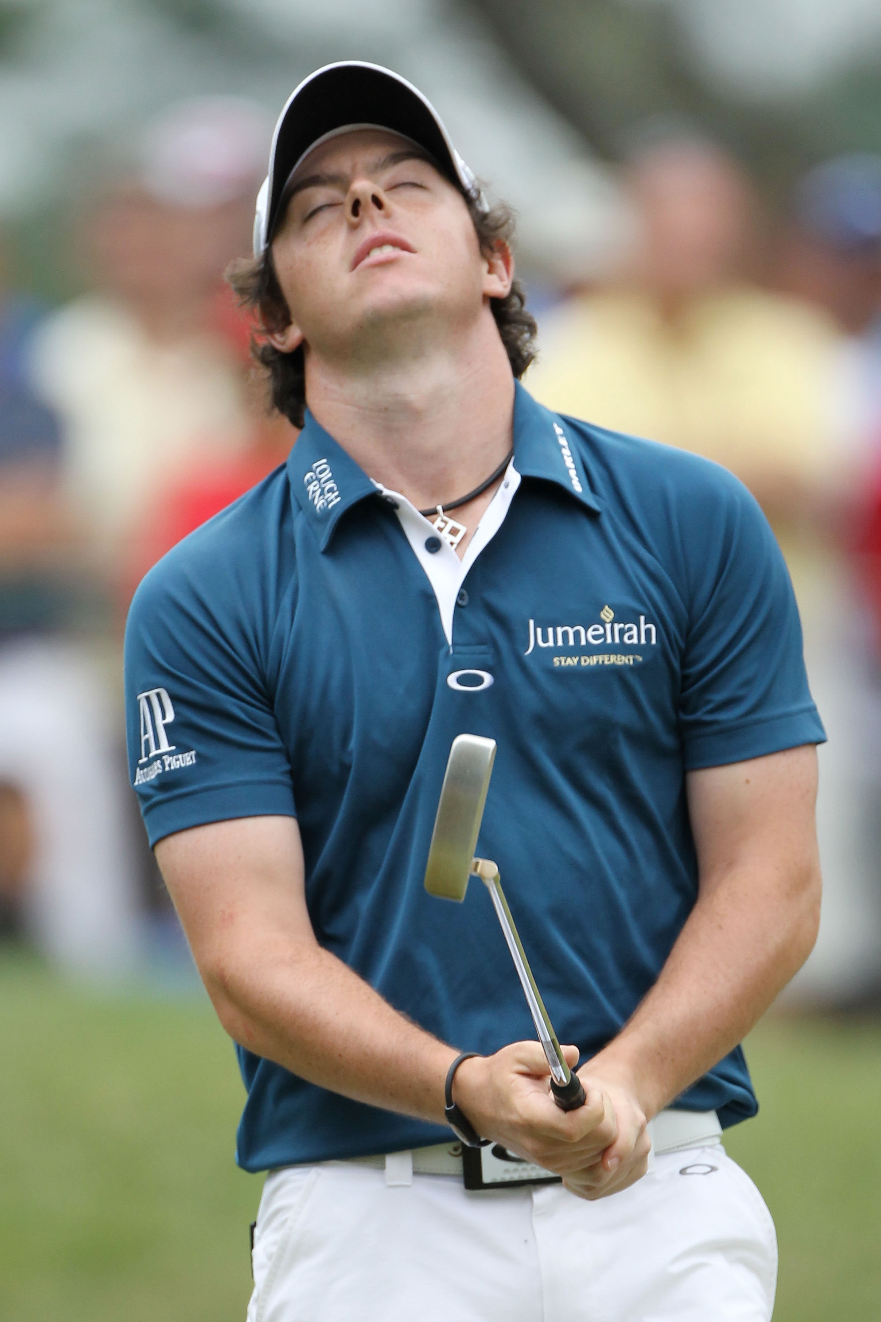 BETHESDA, MD - JUNE 16:  Rory McIlroy of Northern Ireland reacts to a missed putt on the seventh green during the first round of the 111th U.S. Open at Congressional Country Club on June 16, 2011 in Bethesda, Maryland.  (Photo by Jamie Squire/Getty Images