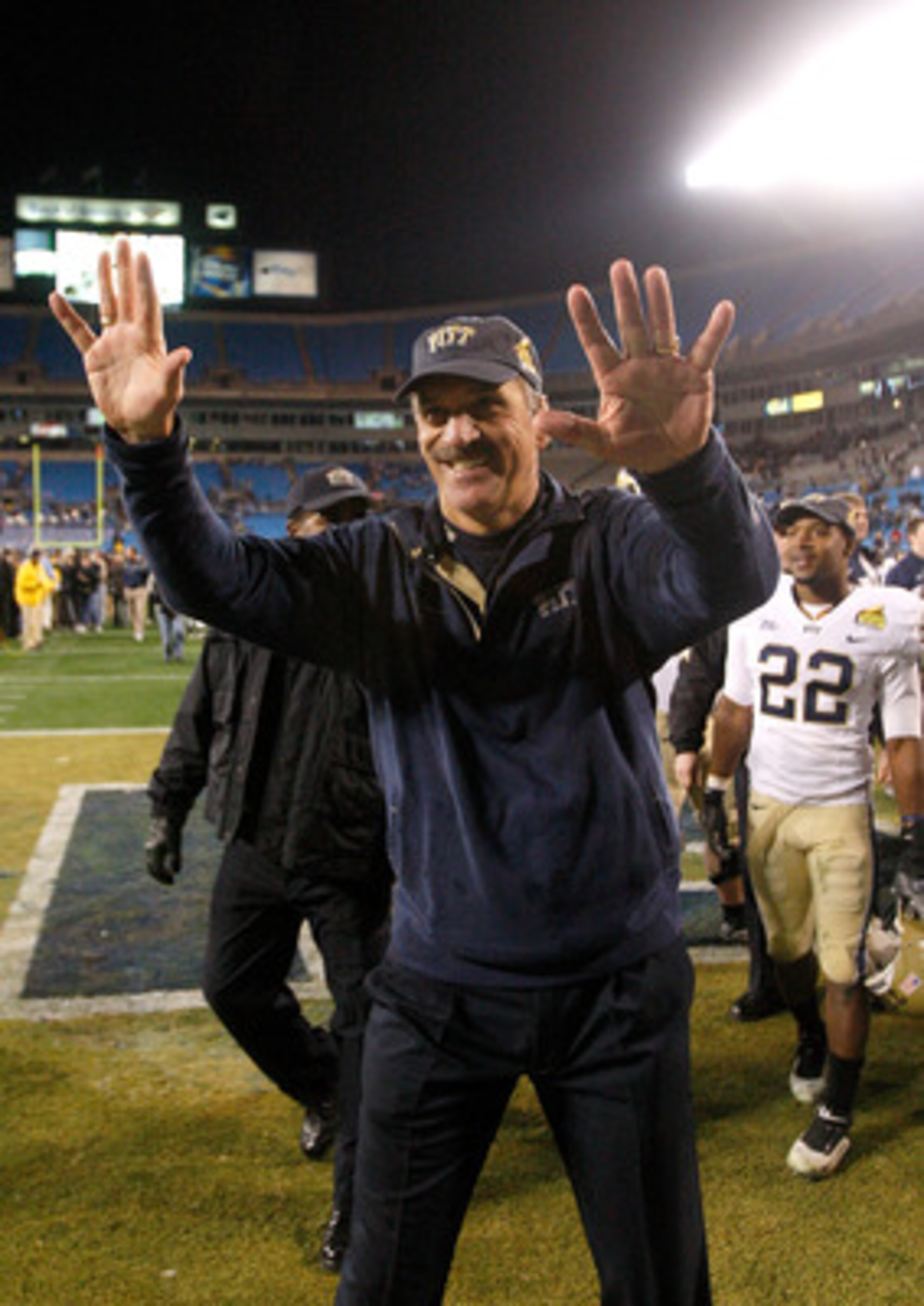 CHARLOTTE, NC - DECEMBER 26: Head coach Dave Wannstedt of the Pittsburgh Panthers waves to the fans after a 19-17 victory over the North Carolina Tar Heels on December 26, 2009 in Charlotte, North Carolina. (Photo by Streeter Lecka/Getty Images) CHARLOTTE, NC - DECEMBER 26: Head coach Dave Wannstedt of the Pittsburgh Panthers waves to the fans after a 19-17 victory over the North Carolina Tar Heels on December 26, 2009 in Charlotte, North Carolina. (Photo by Streeter Lecka/Getty Images)