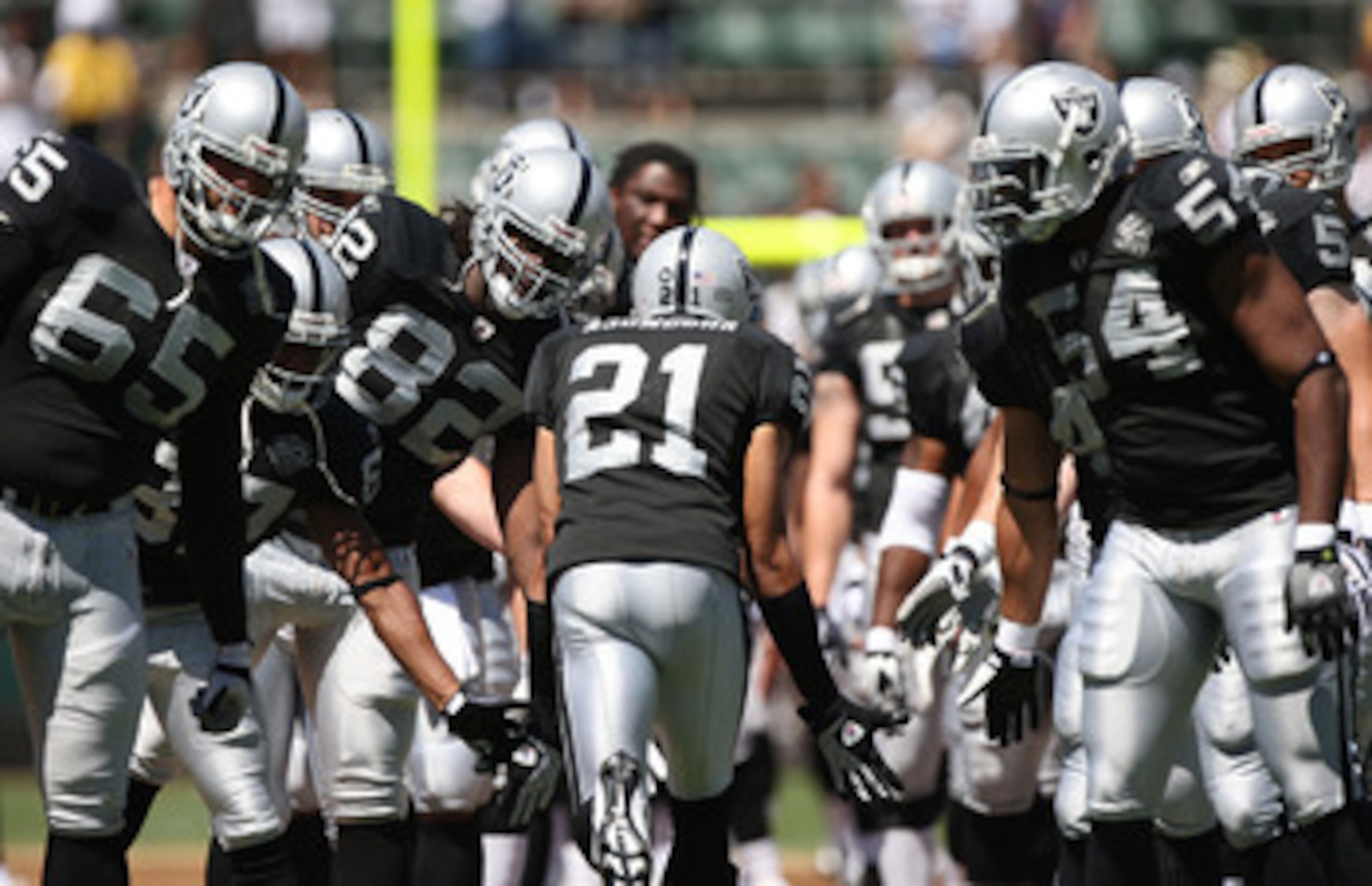 OAKLAND, CA - AUGUST 29: Nnamdi Asomugha #21 of the Oakland Raiders is introduced against the New Orleans Saints during an NFL preseason game at Oakland-Alameda County Coliseum on August 29, 2009 in Oakland, California. (Photo by Jed Jacobsohn/Getty Ima OAKLAND, CA - AUGUST 29: Nnamdi Asomugha #21 of the Oakland Raiders is introduced against the New Orleans Saints during an NFL preseason game at Oakland-Alameda County Coliseum on August 29, 2009 in Oakland, California. (Photo by Jed Jacobsohn/Getty Ima