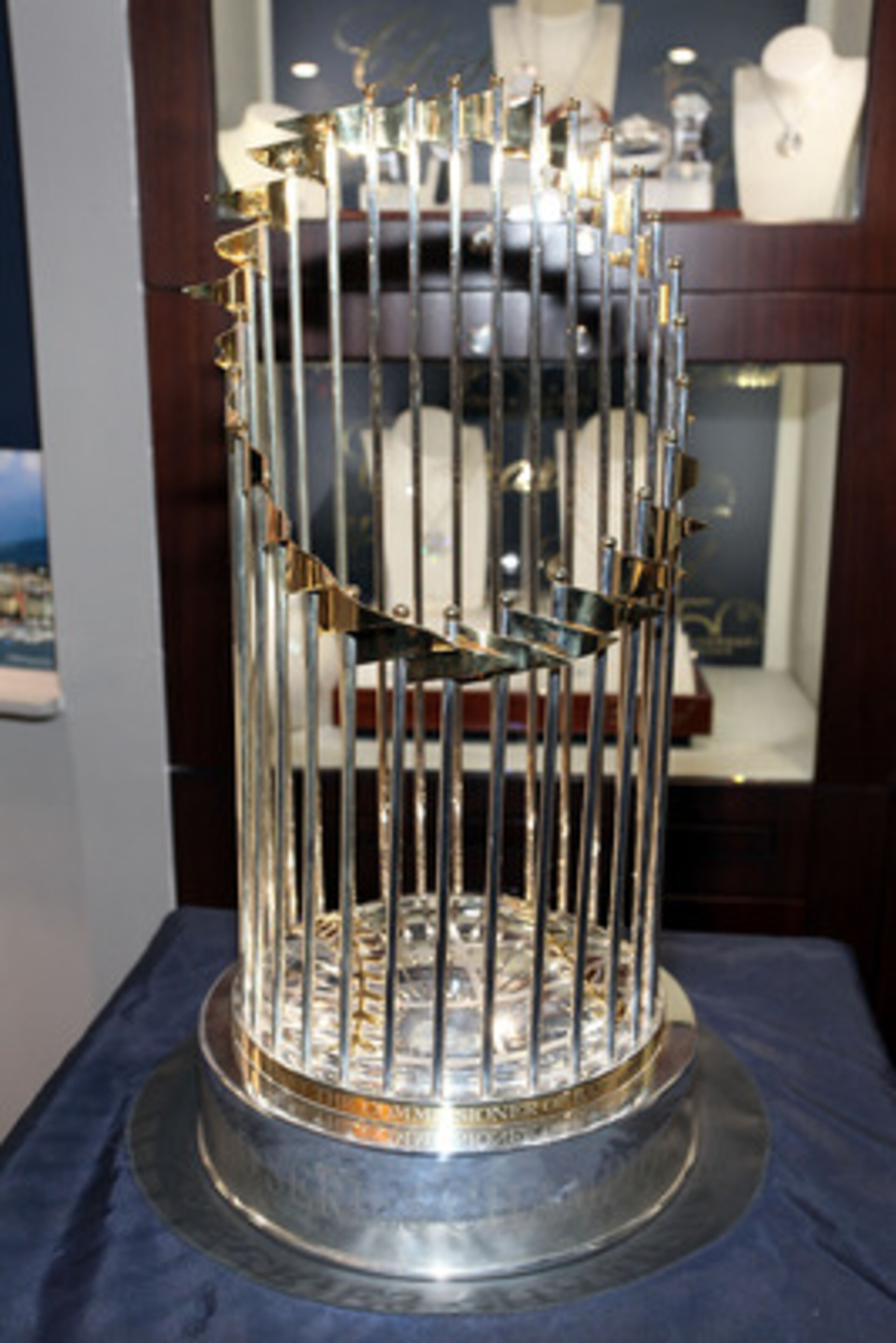 GREENWICH, CT - NOVEMBER 12:  2009 World Series Yankees Trophy at Manfredi Jewels on November 12, 2010 in Greenwich, Connecticut.  (Photo by Donald Bowers/Getty Images for Manfredi Jewels)