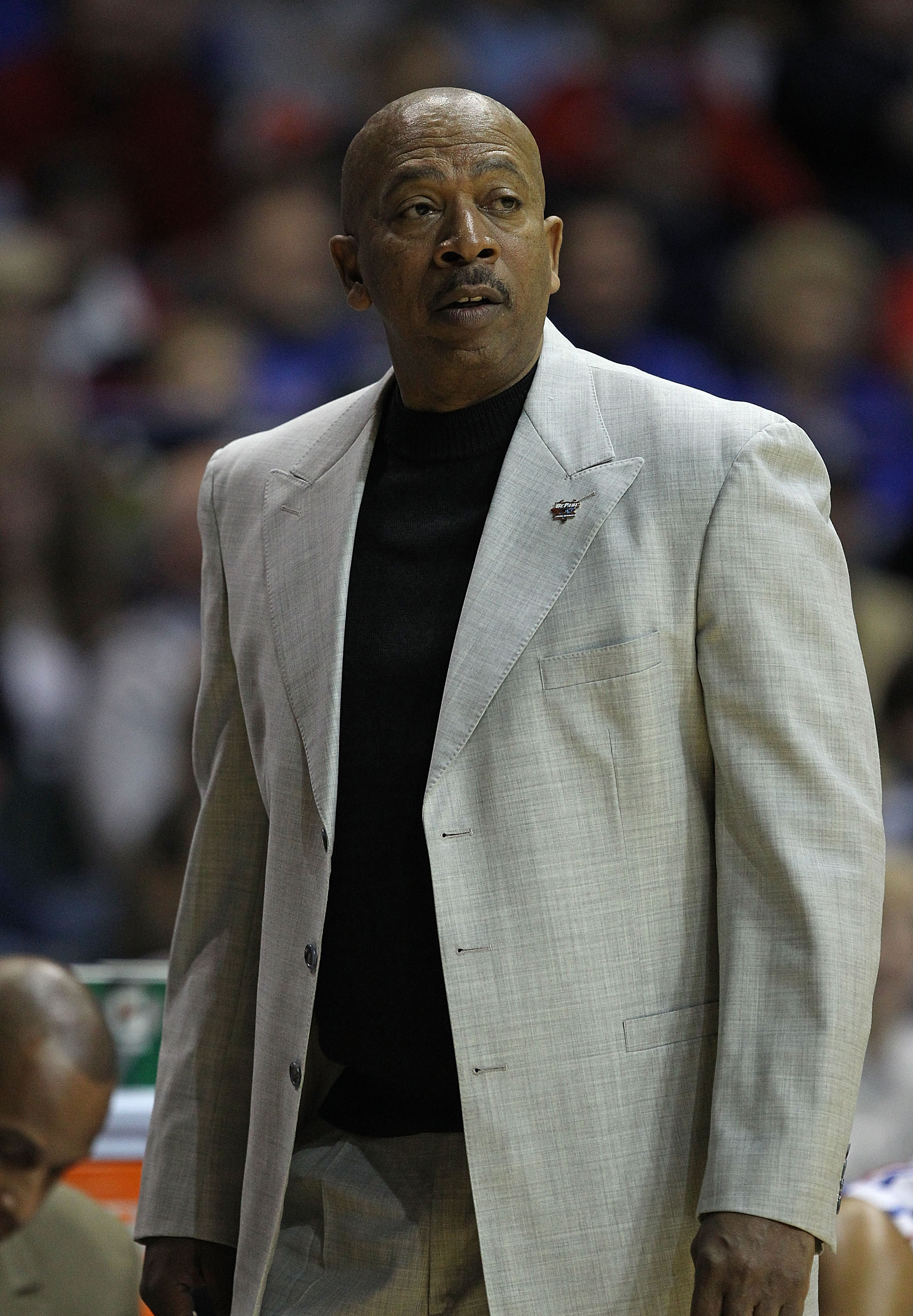 ROSEMONT, IL - FEBRUARY 19: Head coach Oliver Purnell of the DePaul Blue Demons watches as his team takes on the Villanova Wildcats at the Allstate Arena on February 19, 2011 in Rosemont, Illinois. Villanova defeated DePaul 77-75 in overtime. (Photo by Jo
