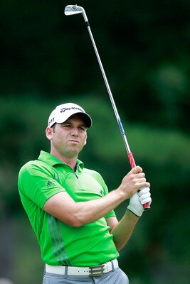 BETHESDA, MD - JUNE 16:  Sergio Garcia of Spain watches his tee shot on the second hole during the first round of the 111th U.S. Open at Congressional Country Club on June 16, 2011 in Bethesda, Maryland.  (Photo by Chris Trotman/Getty Images)