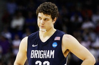 NEW ORLEANS, LA - MARCH 24:  Jimmer Fredette #32 of the Brigham Young Cougars reacts during their 74 to 83 loss to the Florida Gators in the Southeast regional of the 2011 NCAA men's basketball tournament at New Orleans Arena on March 24, 2011 in New Orle