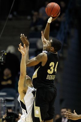 MILWAUKEE - MARCH 19:  Keith Benson #34 of the Oakland Golden Grizzlies shoots the ball over Gary McGhee #52 of the Pittsburgh Panthers in the second half during the first round of the 2010 NCAA men's basketball tournament at the Bradley Center on March 1