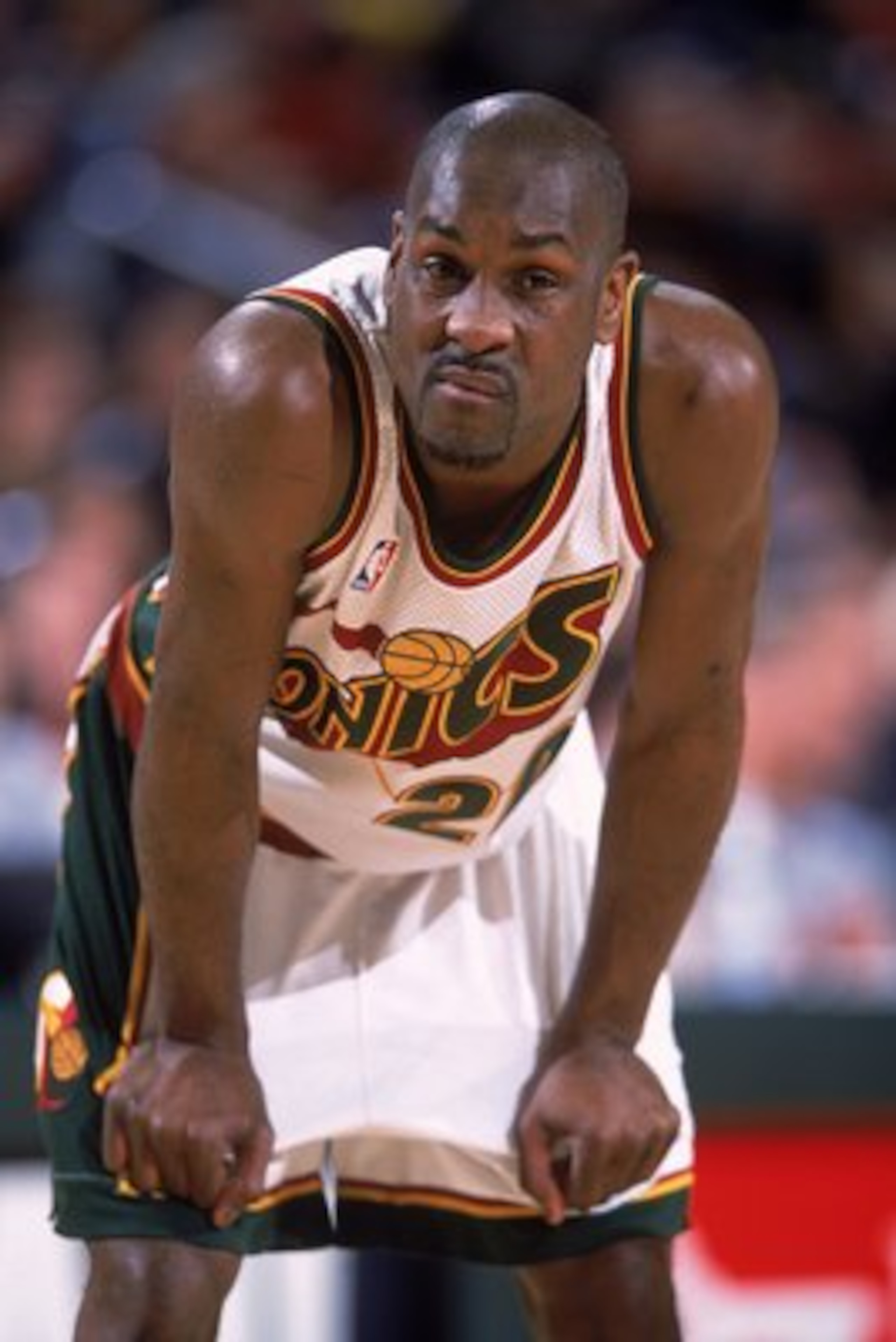 30 Dec 2000: Gary Payton #20 of the Seattle SuperSonics looks on from the court during the game against the Charlotte Hornets at the Key Arena in Seattle, Washington. The SuperSonics defeated the Hornets 104-102. NOTE TO USER: It is expressly underst 30 Dec 2000: Gary Payton #20 of the Seattle SuperSonics looks on from the court during the game against the Charlotte Hornets at the Key Arena in Seattle, Washington. The SuperSonics defeated the Hornets 104-102. NOTE TO USER: It is expressly underst