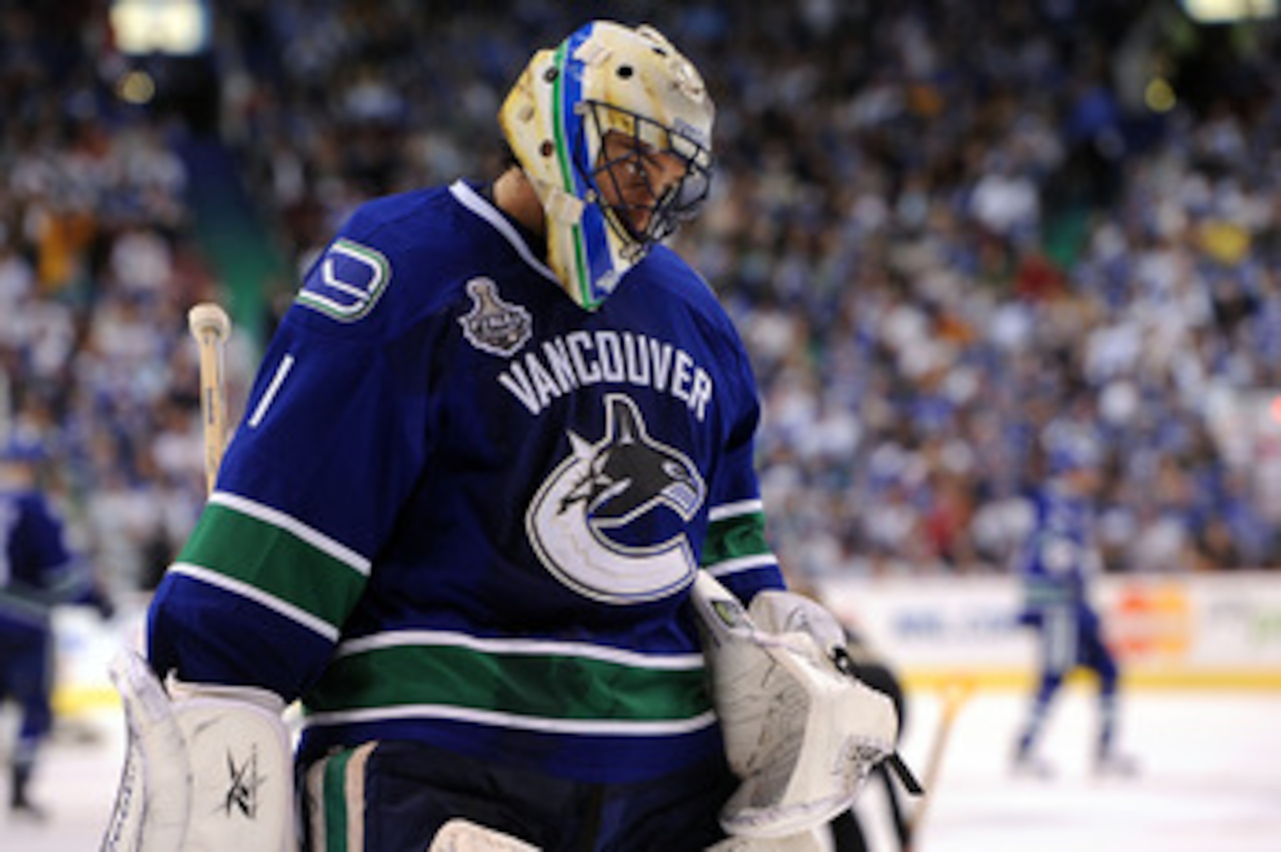 VANCOUVER, BC - JUNE 15: Roberto Luongo #1 of the Vancouver Canucks looks on during Game Seven against the Boston Bruins in the 2011 NHL Stanley Cup Final at Rogers Arena on June 15, 2011 in Vancouver, British Columbia, Canada. (Photo by Harry How/Getty VANCOUVER, BC - JUNE 15: Roberto Luongo #1 of the Vancouver Canucks looks on during Game Seven against the Boston Bruins in the 2011 NHL Stanley Cup Final at Rogers Arena on June 15, 2011 in Vancouver, British Columbia, Canada. (Photo by Harry How/Getty