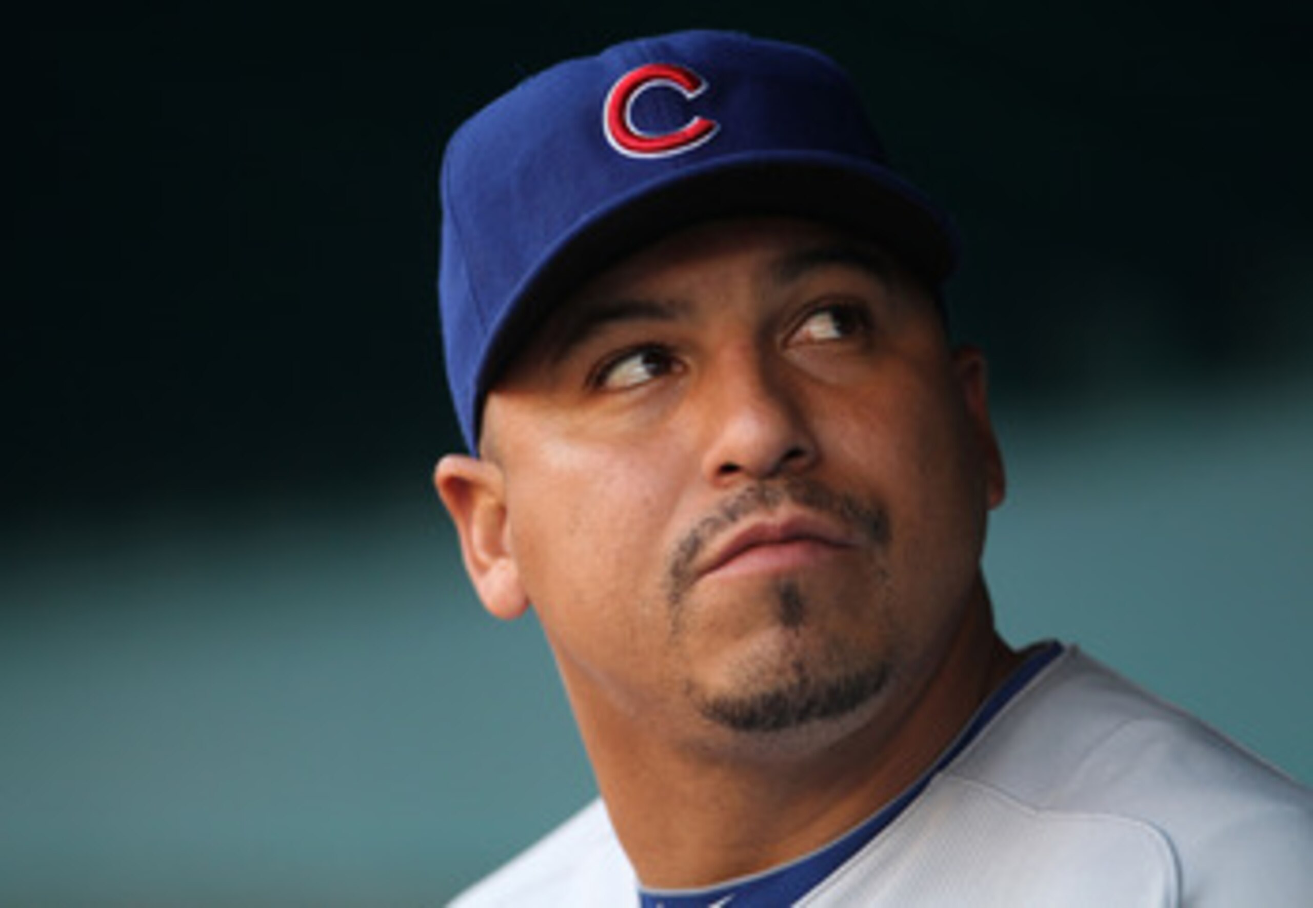 MIAMI GARDENS, FL - MAY 18:  Carlos Zambrano #38 of the Chicago Cubs looks on during a game against the Florida Marlins at Sun Life Stadium on May 18, 2011 in Miami Gardens, Florida.  (Photo by Mike Ehrmann/Getty Images)