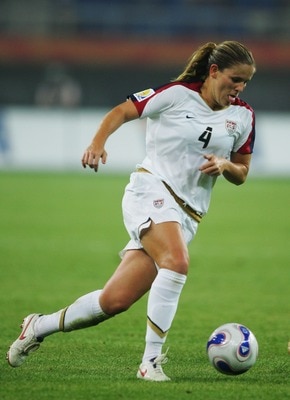TIANJIN, CHINA - SEPTEMBER 22:  Cat Whitehill of the USA in action during the Women's World Cup 2007 quarter final match between the USA and England at Tianjin Olympic Center Stadium on September 22, 2007 in Tianjin, China.  (Photo by Guang Niu/Getty Imag