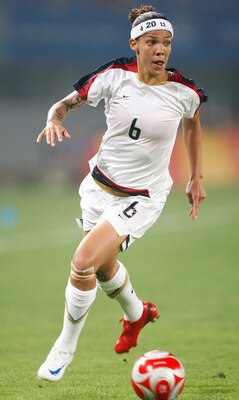 QINHUANGDAO, CHINA - AUGUST 06:  Natasha Kai of the USA controls the ball during a Women's Group G preliminary match between Norway and the USA at the Beijing 2008 Olympic Games on August 6, 2008 in Quinhuangdao, China. Norway defeated the USA 2-0.  (Phot