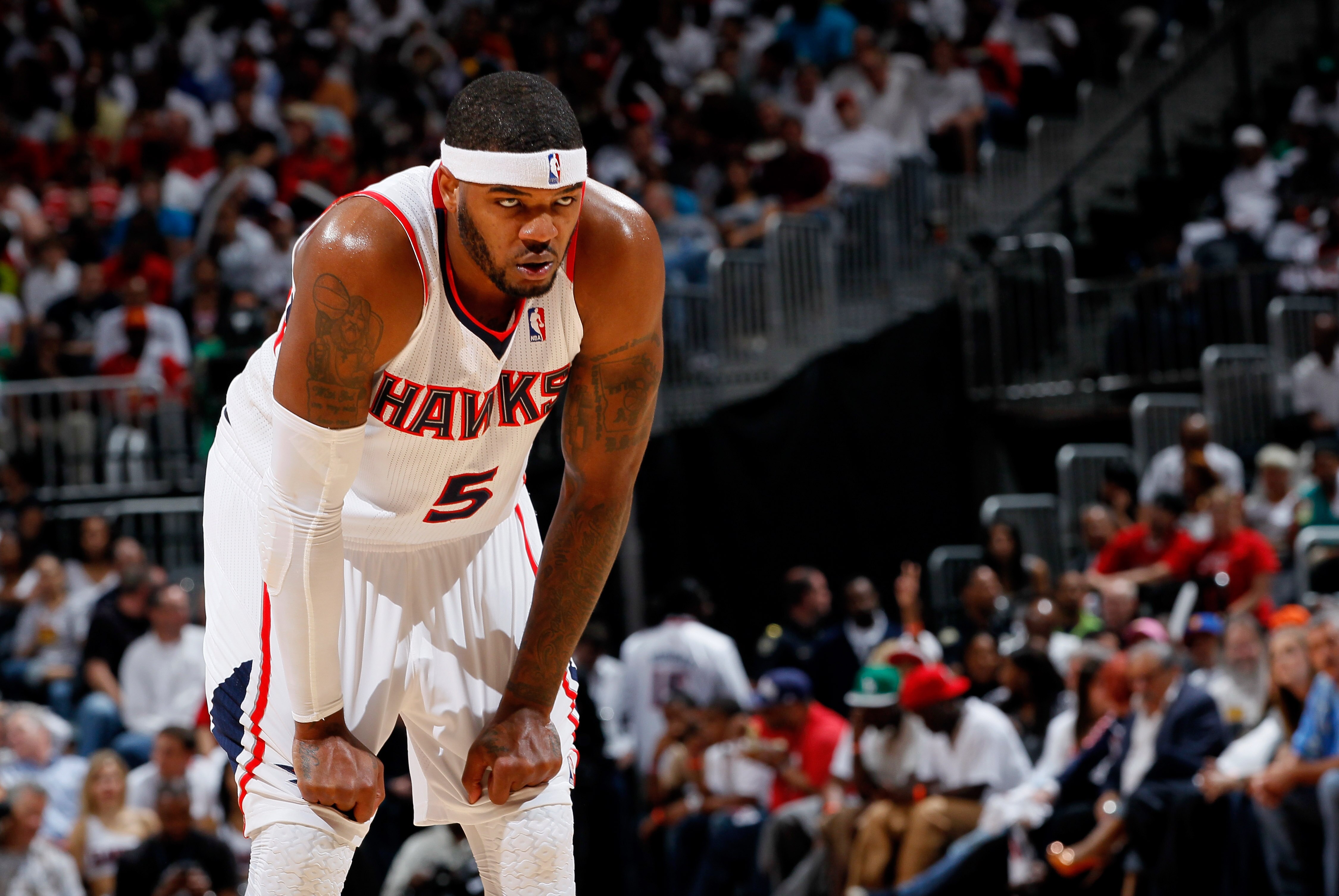 ATLANTA, GA - MAY 06:  Josh Smith #5 of the Atlanta Hawks against the Chicago Bulls in Game Three of the Eastern Conference Semifinals in the 2011 NBA Playoffs at Phillips Arena on May 6, 2011 in Atlanta, Georgia.  NOTE TO USER: User expressly acknowledge