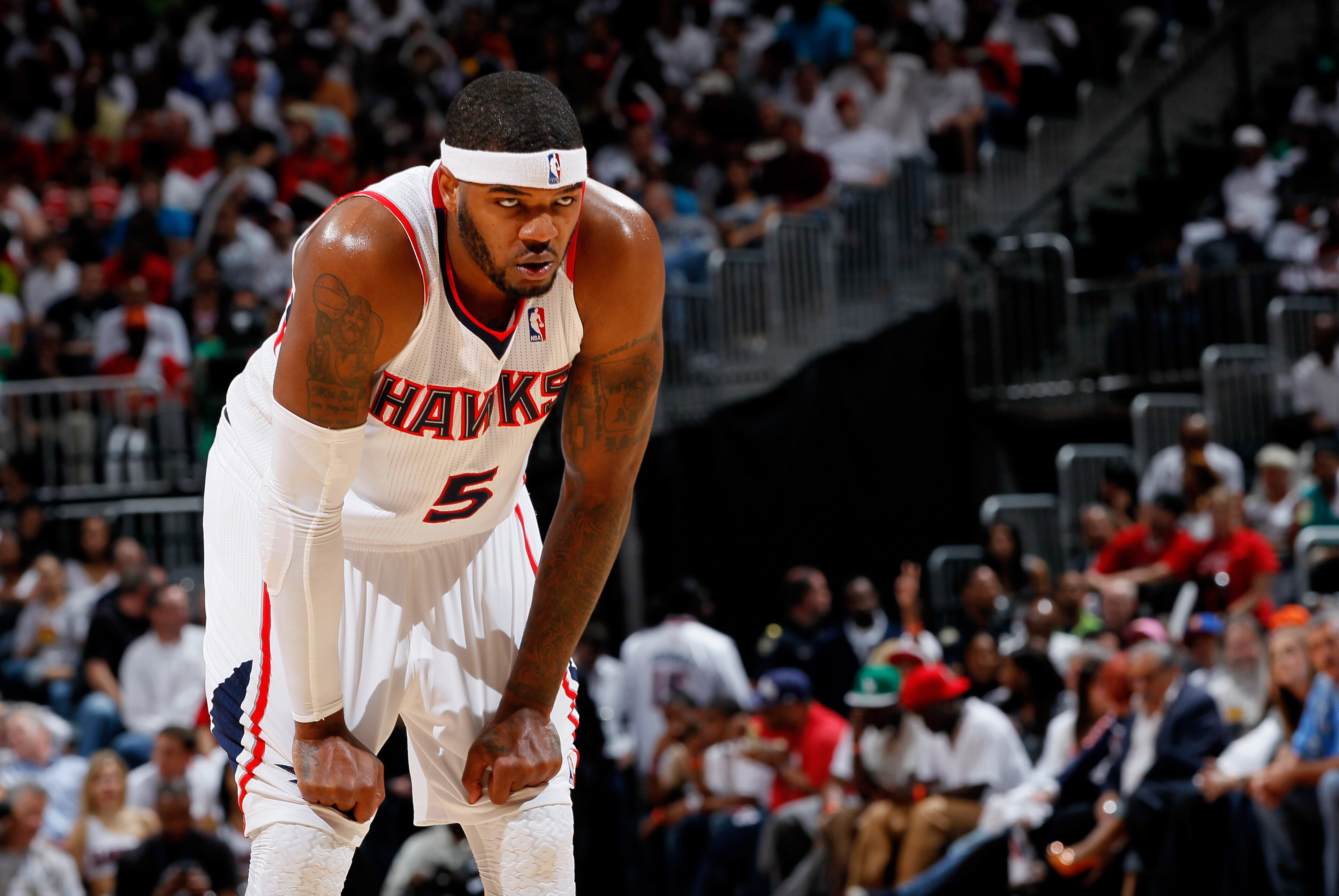 ATLANTA, GA - MAY 06:  Josh Smith #5 of the Atlanta Hawks against the Chicago Bulls in Game Three of the Eastern Conference Semifinals in the 2011 NBA Playoffs at Phillips Arena on May 6, 2011 in Atlanta, Georgia.  NOTE TO USER: User expressly acknowledge