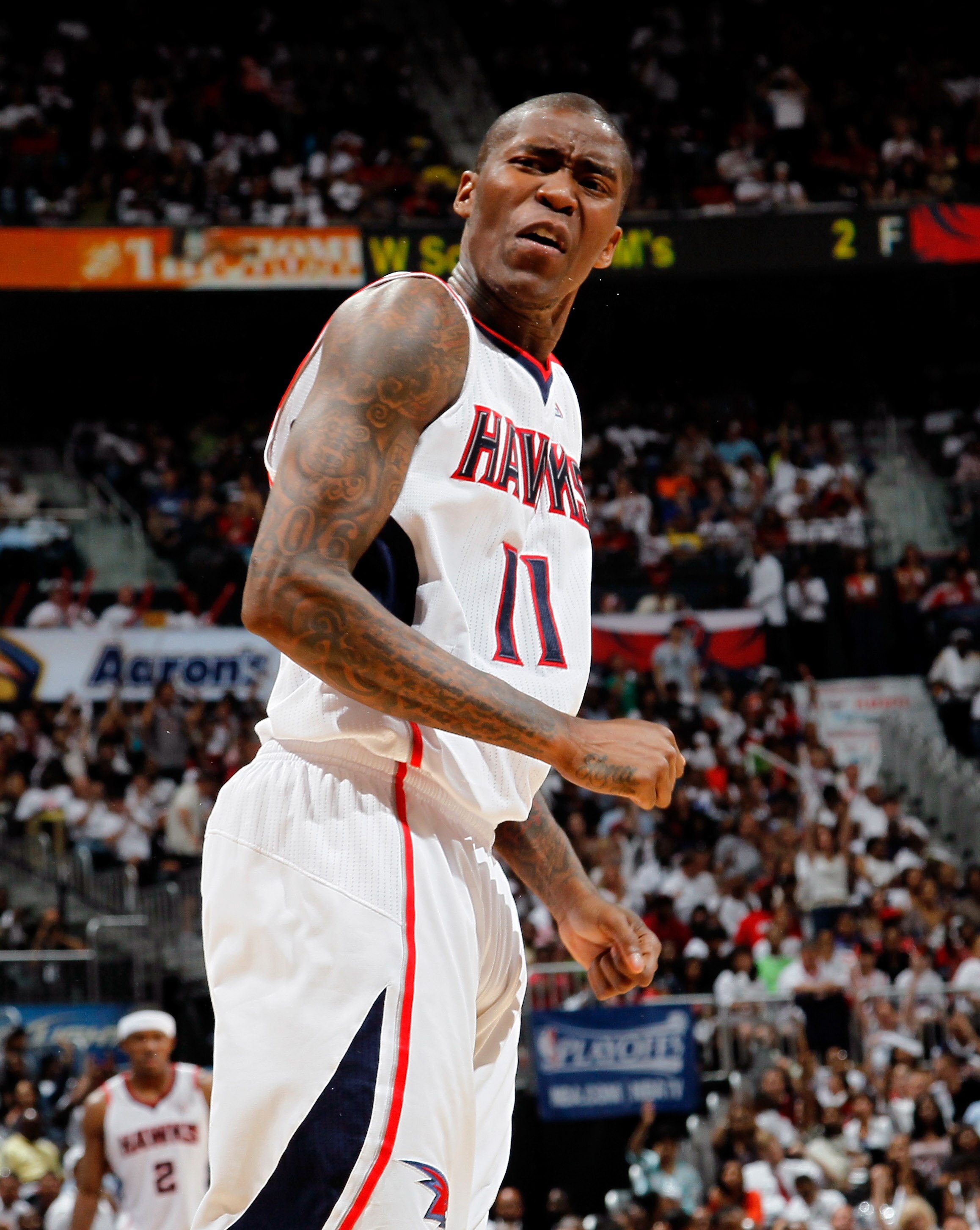 ATLANTA, GA - MAY 08:  Jamal Crawford #11 of the Atlanta Hawks against the Chicago Bulls in Game Four of the Eastern Conference Semifinals in the 2011 NBA Playoffs at Phillips Arena on May 8, 2011 in Atlanta, Georgia.  NOTE TO USER: User expressly acknowl