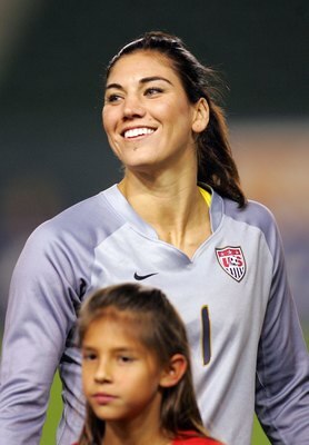 CARSON, CA - DECEMBER 13:  Goalkeeper Hope Solo #1 of the USA looks on prior to their international friendly match against China at The Home Depot Center on December 13, 2008 in Carson, California. The USA defeated China 1-0.  (Photo by Victor Decolongon/