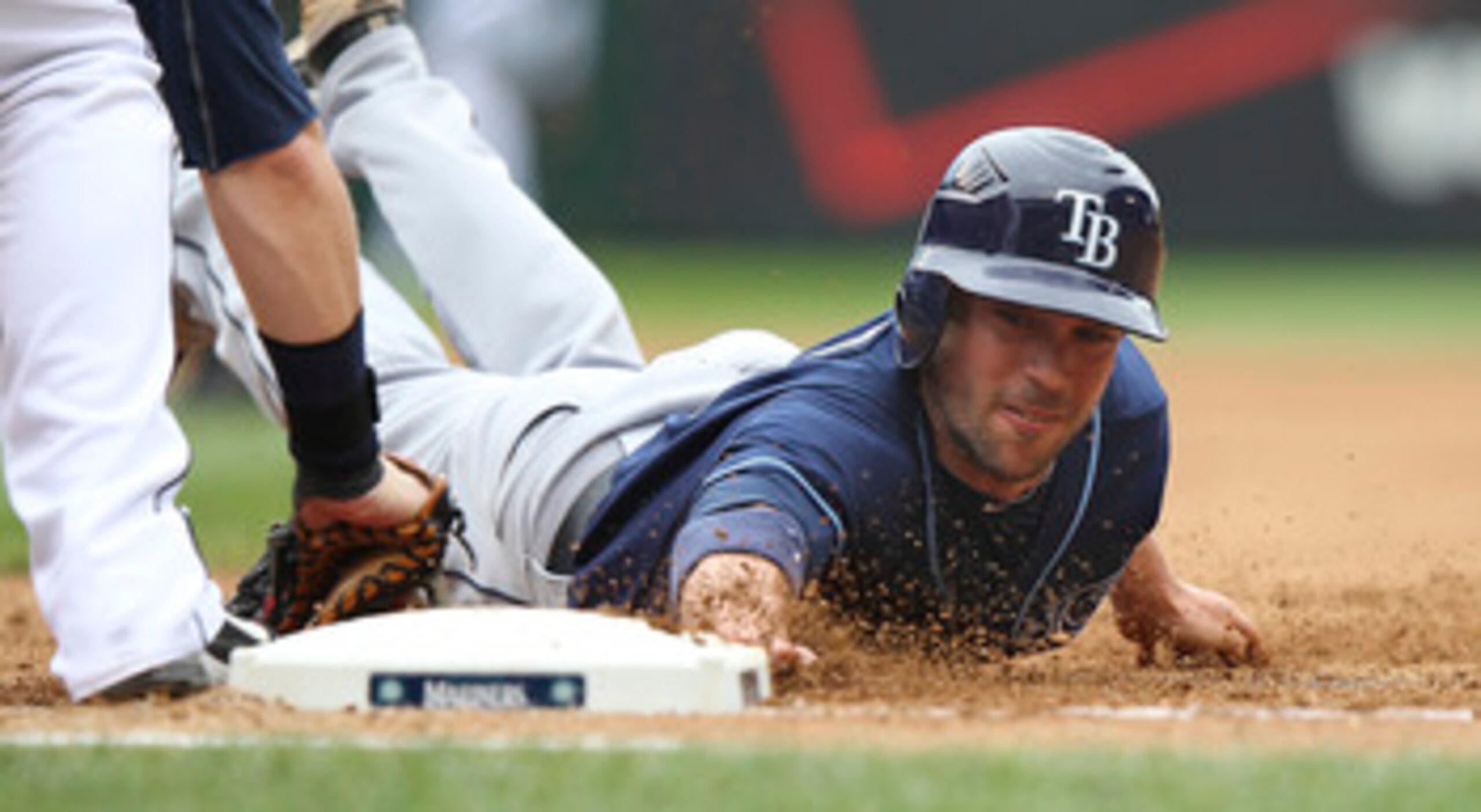 SEATTLE - JUNE 05: Sam Fuld #5 of the Tampa Bay Rays is tagged out by first baseman Justin Smoak #17 of the Seattle Mariners on a pick off play to end the fourth inning at Safeco Field on June 5, 2011 in Seattle, Washington. (Photo by Otto Greule Jr/Gett SEATTLE - JUNE 05: Sam Fuld #5 of the Tampa Bay Rays is tagged out by first baseman Justin Smoak #17 of the Seattle Mariners on a pick off play to end the fourth inning at Safeco Field on June 5, 2011 in Seattle, Washington. (Photo by Otto Greule Jr/Gett