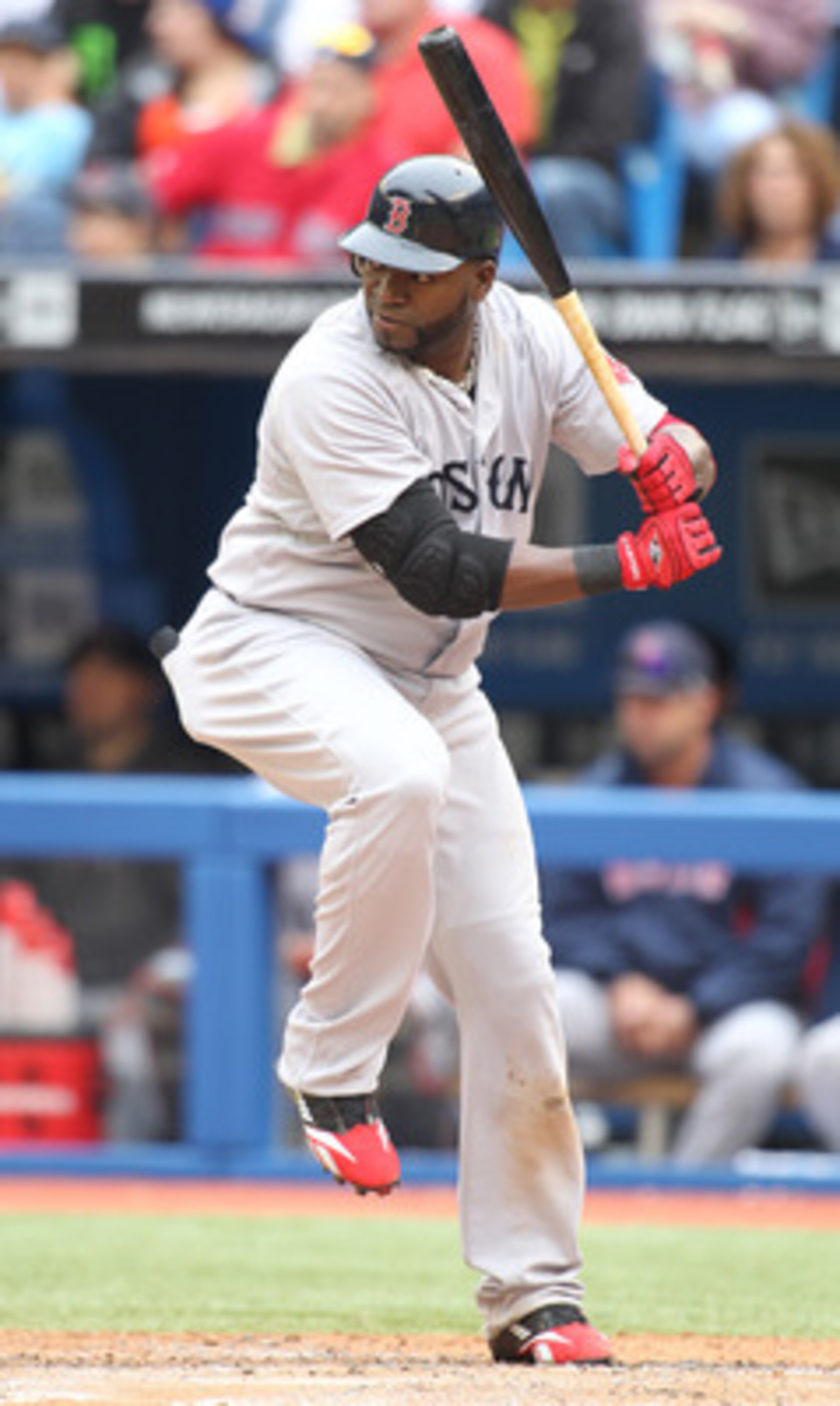 TORONTO, CANADA - JUNE 11:  David Ortiz #34 of the Boston Red Sox bats against the Toronto Blue Jays in a MLB game on June 11, 2011 at the Rogers Centre in Toronto, Ontario, Canada.  (Photo by Claus Andersen/Getty Images)