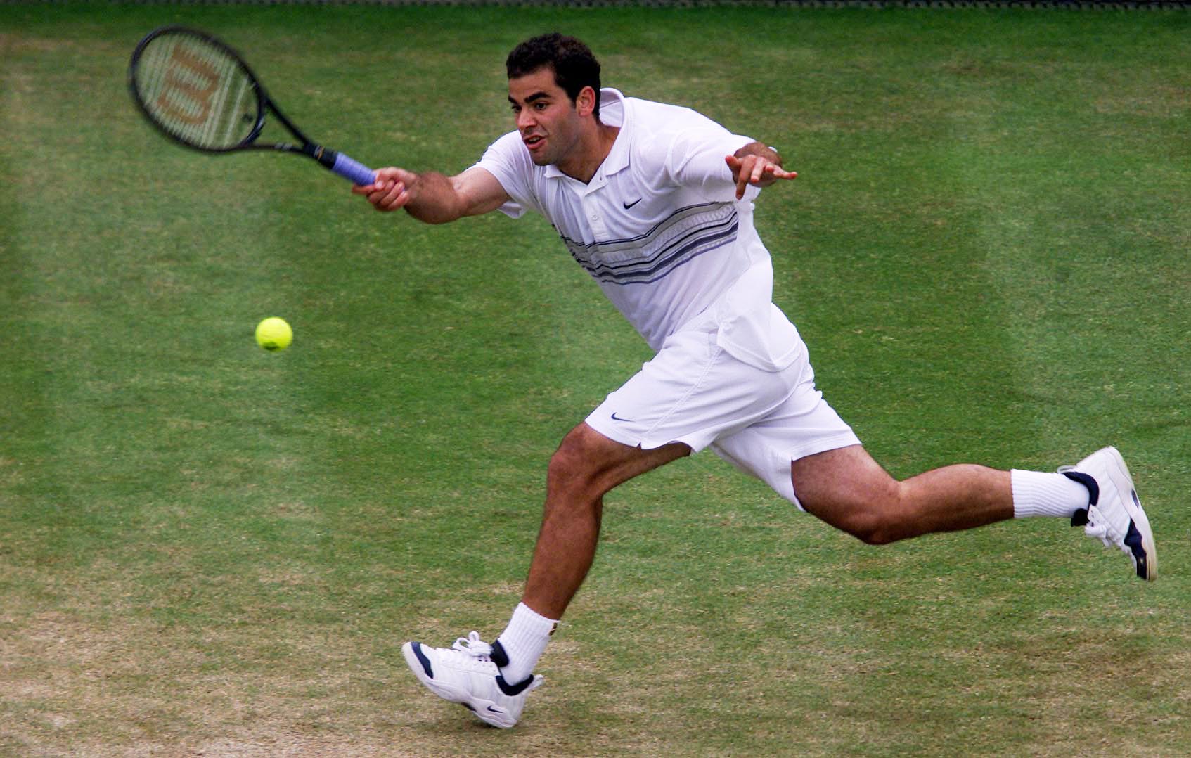 29 Jun 2001:  Pete Sampras of the USA on his way to victory over Sargis Sargsian of Armenia during the men's third round of The All England Lawn Tennis Championship at Wimbledon, London.  DIGITAL IMAGE Mandatory Credit: Gary M. Prior/ALLSPORT