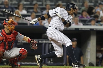 NEW YORK, NY - JUNE 08:  Curtis Granderson #14 of the New York Yankees in action during their game on June 7, 2011 at Yankee Stadium in the Bronx borough of New York City.  (Photo by Al Bello/Getty Images)