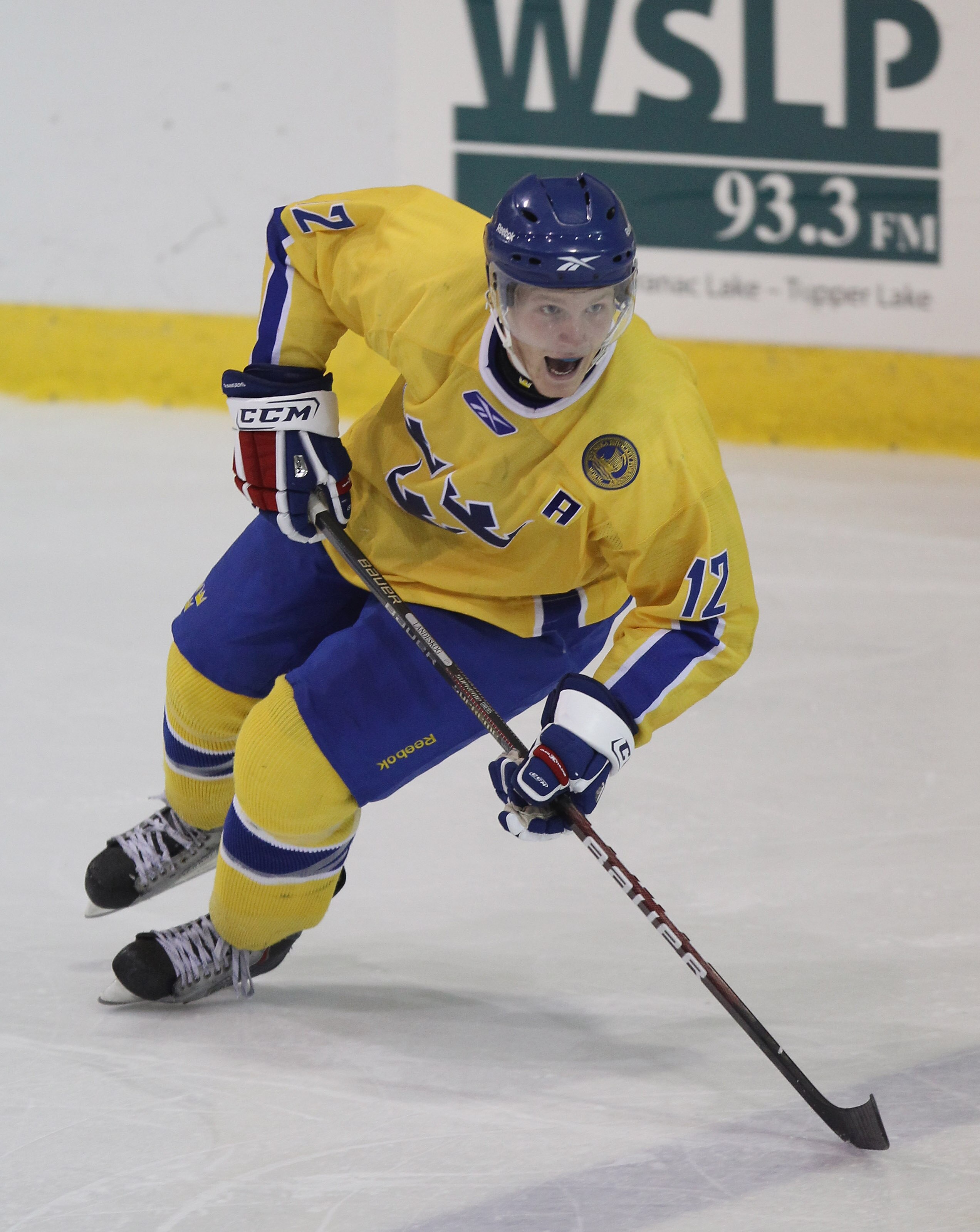 LAKE PLACID, NY - AUGUST 03:  Gabriel Landeskog #12 of Team Sweden skates against Team USA at the USA Hockey National Evaluation Camp on August 3, 2010 in Lake Placid, New York. Team USA defeated Team Sweden 6-3.  (Photo by Bruce Bennett/Getty Images)