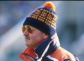 17 Dec 1989: Chicago Bears head coach Mike Ditka looks on during a game against the Green Bay Packers at Soldier Field in Chicago, Illinois. The Packers won the game, 40-28.