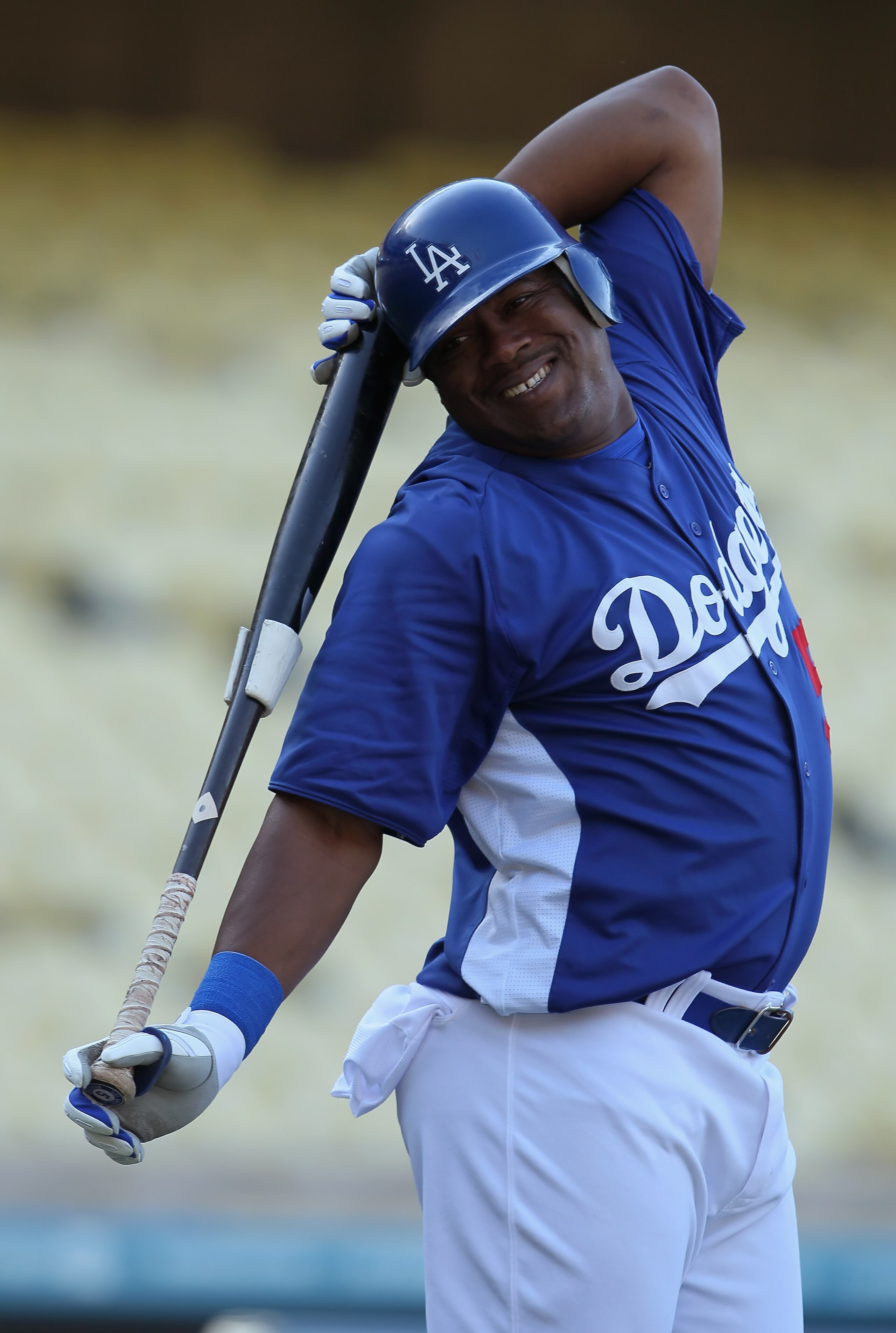 LOS ANGELES, CA - APRIL 16: Juan Uribe #5 of the Los Angeles Dodgers looks on prior to the start of the game against the St Louis Cardinals at Dodger Stadium on April 16, 2011 in Los Angeles, California. (Photo by Jeff Gross/Getty Images) LOS ANGELES, CA - APRIL 16: Juan Uribe #5 of the Los Angeles Dodgers looks on prior to the start of the game against the St Louis Cardinals at Dodger Stadium on April 16, 2011 in Los Angeles, California. (Photo by Jeff Gross/Getty Images)