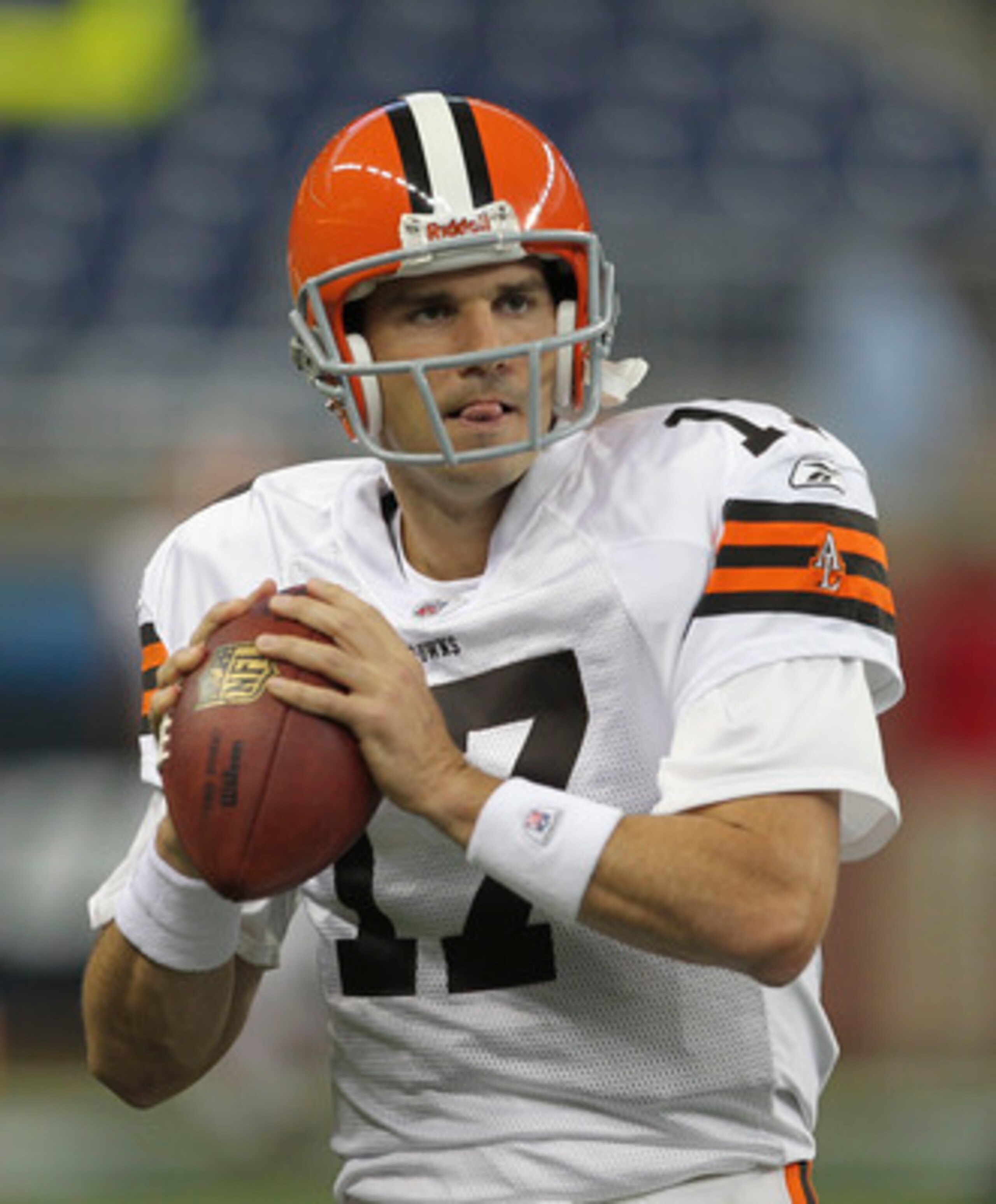 DETROIT - AUGUST 28: Jake Delhomme #17 of the Cleveland Browns warms up prior to the start of the preseason game against the Detroit Lions at Ford Field on August 28, 2010 in Detroit, Michigan. (Photo by Leon Halip/Getty Images) DETROIT - AUGUST 28: Jake Delhomme #17 of the Cleveland Browns warms up prior to the start of the preseason game against the Detroit Lions at Ford Field on August 28, 2010 in Detroit, Michigan. (Photo by Leon Halip/Getty Images)