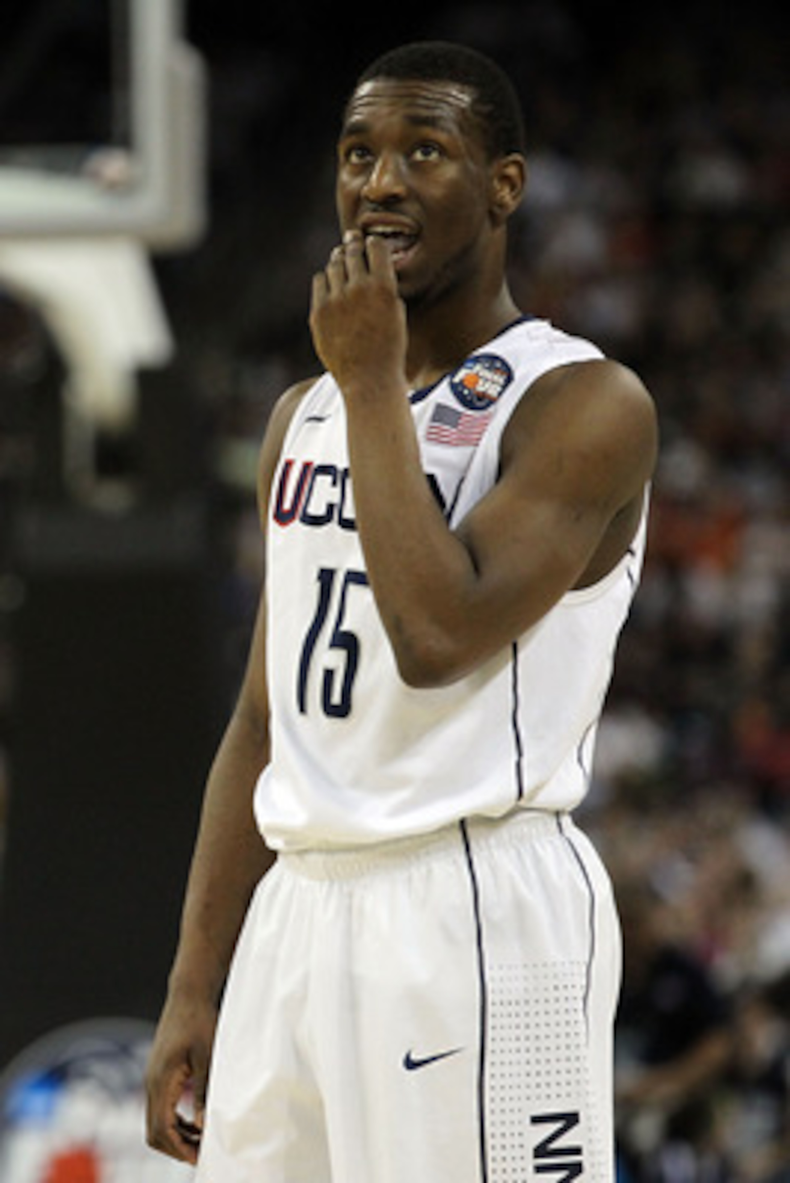 HOUSTON, TX - APRIL 04: Kemba Walker #15 of the Connecticut Huskies looks on after a play against the Butler Bulldogs during the National Championship Game of the 2011 NCAA Division I Men's Basketball Tournament at Reliant Stadium on April 4, 2011 in Hou HOUSTON, TX - APRIL 04: Kemba Walker #15 of the Connecticut Huskies looks on after a play against the Butler Bulldogs during the National Championship Game of the 2011 NCAA Division I Men's Basketball Tournament at Reliant Stadium on April 4, 2011 in Hou