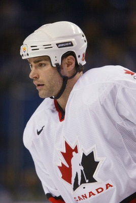 20 Feb 2002: Eric Lindros #88 of Canada during the men's quarterfinals against Finland at the Salt Lake City Winter Olympic Games at the E Center in Salt Lake City, Utah. DIGITAL IMAGE. Mandatory Credit:   Robert Laberge/Getty Images