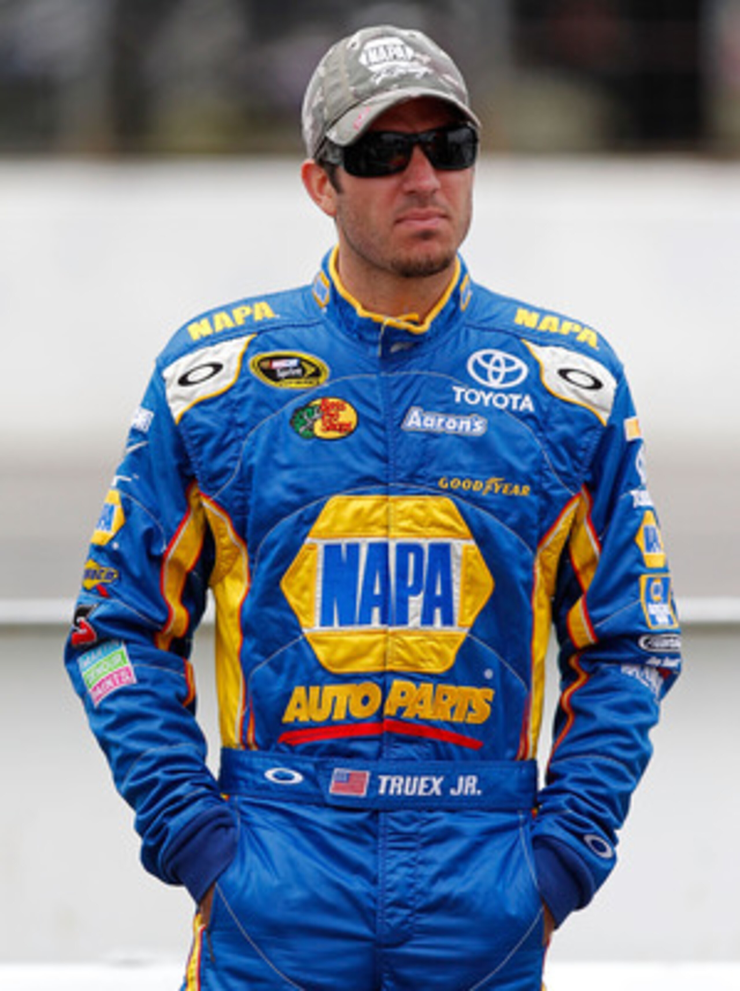 LONG POND, PA - JUNE 11:  Martin Truex Jr., driver of the #56 NAPA Auto Parts Toyota, lookson during qualifying for the NASCAR Sprint Cup Series 5-Hour Energy 500 at Pocono Raceway on June 11, 2011 in Long Pond, Pennsylvania.  (Photo by Geoff Burke/Getty