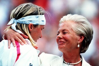 3 Jul 1993:  Jana Novotna is consoled by the Duchess of Kent after her defeat in the Women's Singles Final at the 1993 Wimbledon Championships in London,England on the 3rd of July 1993. (Photo by Chris Cole/Getty Images)