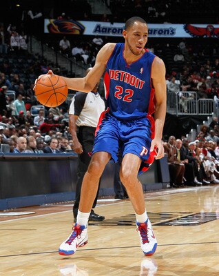 ATLANTA - NOVEMBER 03:  Tayshaun Prince #22 of the Detroit Pistons against the Atlanta Hawks at Philips Arena on November 3, 2010 in Atlanta, Georgia.  NOTE TO USER: User expressly acknowledges and agrees that, by downloading and/or using this Photograph,