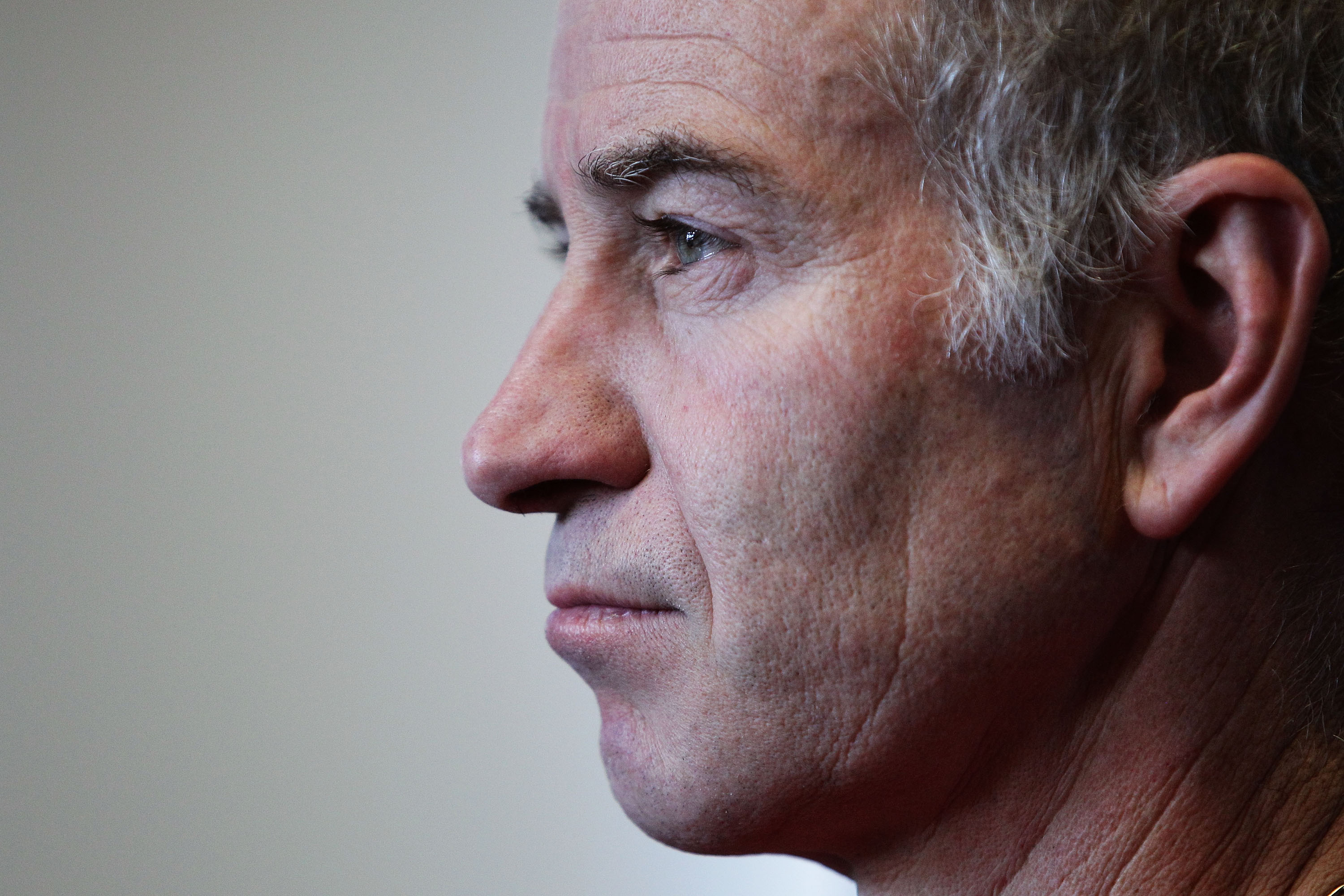 SYDNEY, AUSTRALIA - NOVEMBER 10:  Tennis player John McEnroe of the United States look on during a media session for the Champions Downunder Tournament at Events NSW on November 10, 2010 in Sydney, Australia.  (Photo by Brendon Thorne/Getty Images)