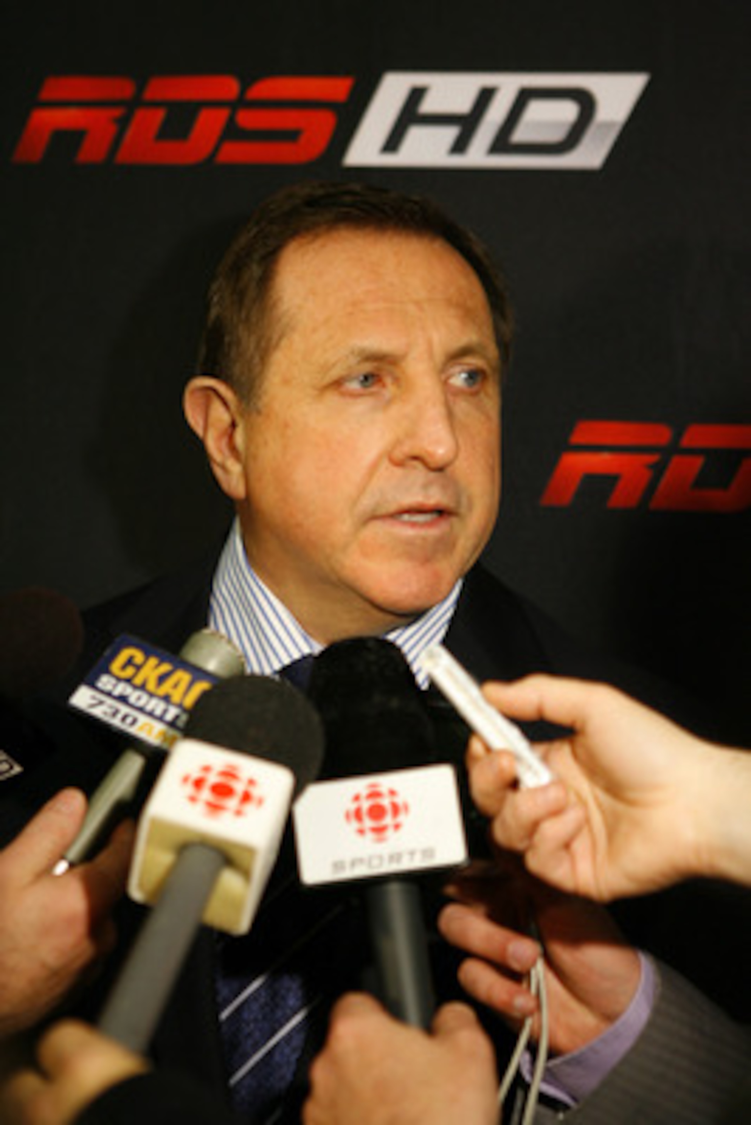 OTTAWA, CANADA - APRIL 07:  Head coach Jacques Martin of the Montreal Canadiens talks to reporters after a loss to the Ottawa Senators at Scotiabank Place on April 7, 2011 in Ottawa, Canada.  (Photo by Phillip MacCallum/Getty Images)