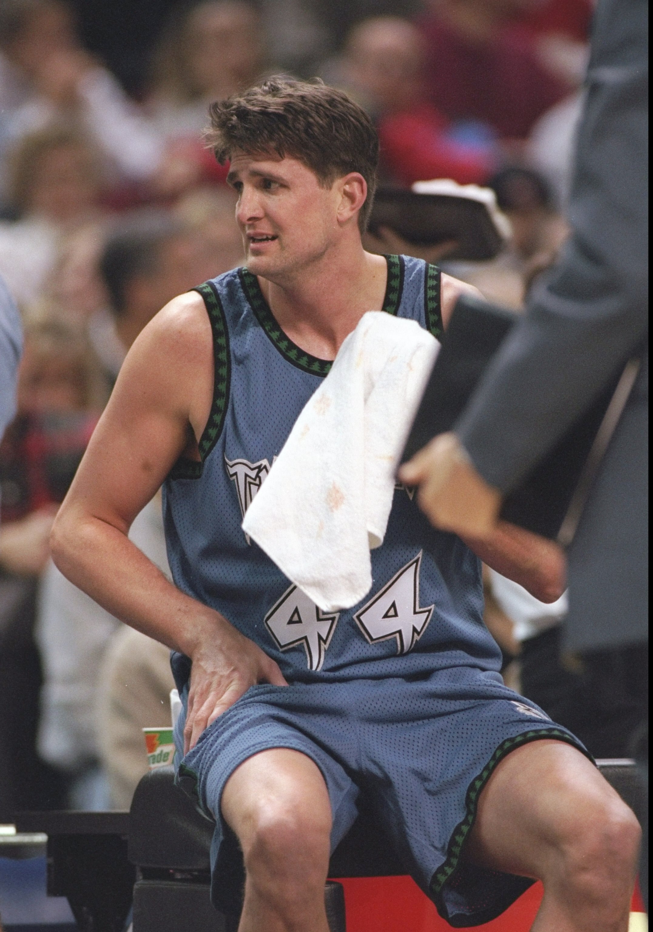 19 Dec 1996:  Forward Cherokee Parks of the Minnesota Timberwolves sits on the bench during a game against the Sacramento Kings at the Arco Arena in Sacramento, California.  The Kings won the game 112-105. Mandatory Credit: Otto Greule  /Allsport