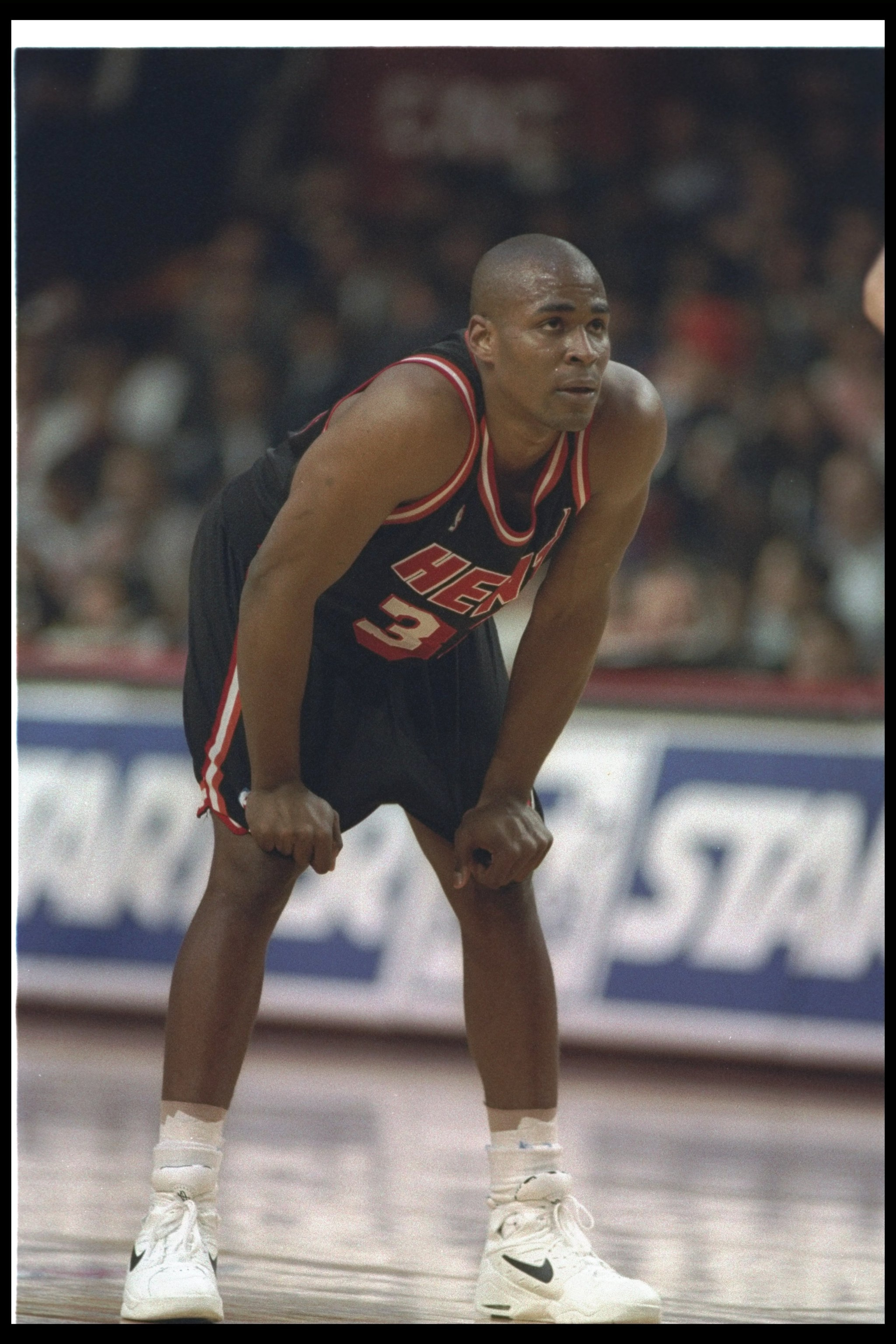 14 Apr 1993:  Guard Harold Miner of the Miami Heat looks on during a game against the Chicago Bulls at the United Center in Chicago, Illinois. Mandatory Credit: Jonathan Daniel  /Allsport